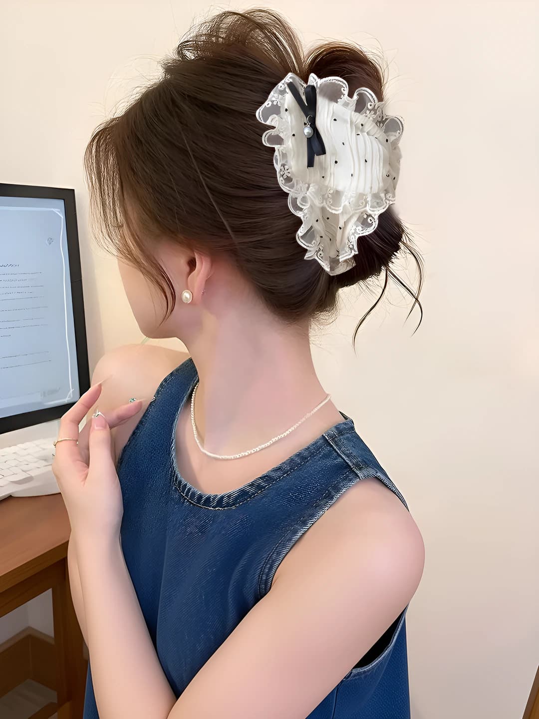White mesh lace-13 cm