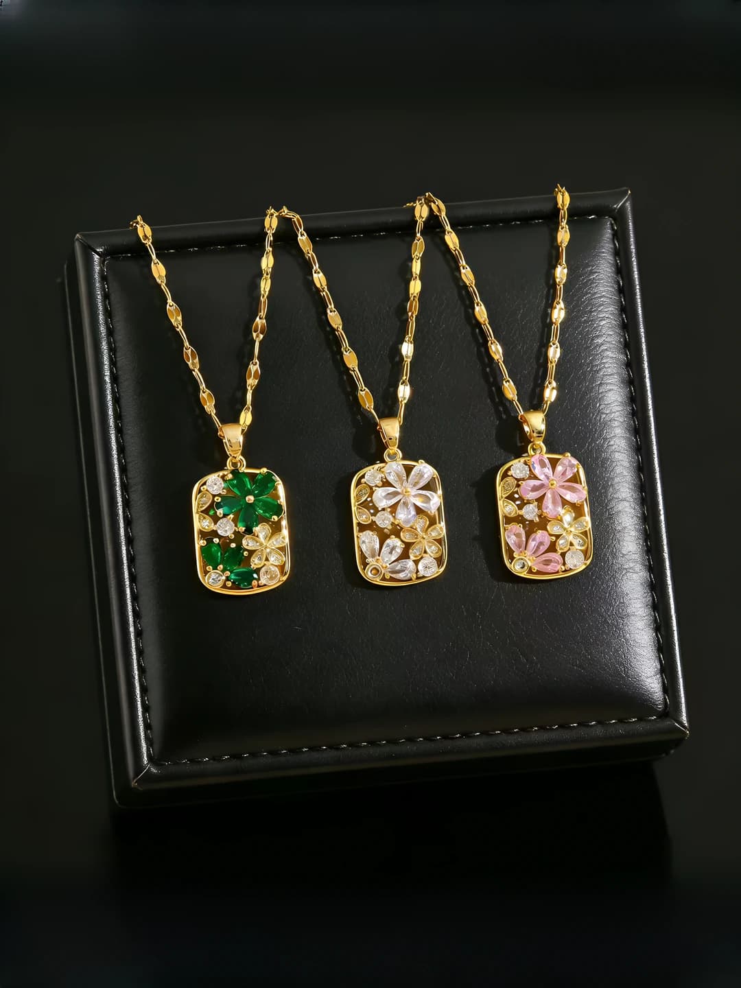 Колье для женщин с цветочным подвесом: покрытие 18K, цирконий, 41-50 см