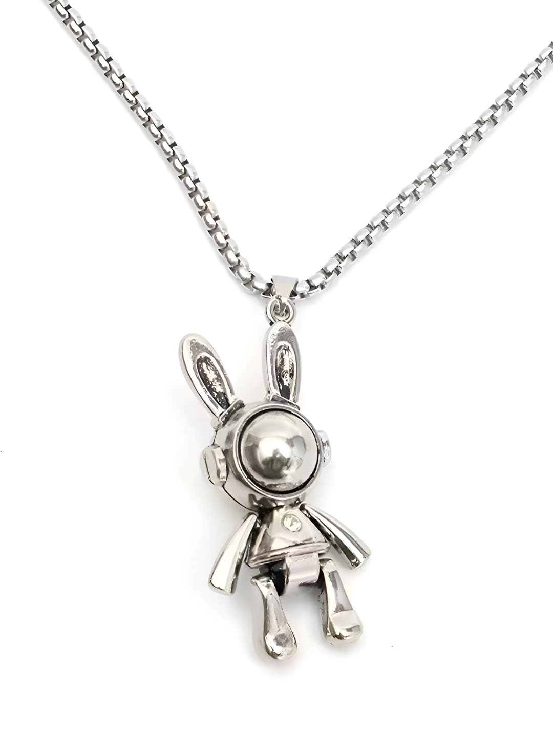 Silver space rabbit - titanium chain 60 cm