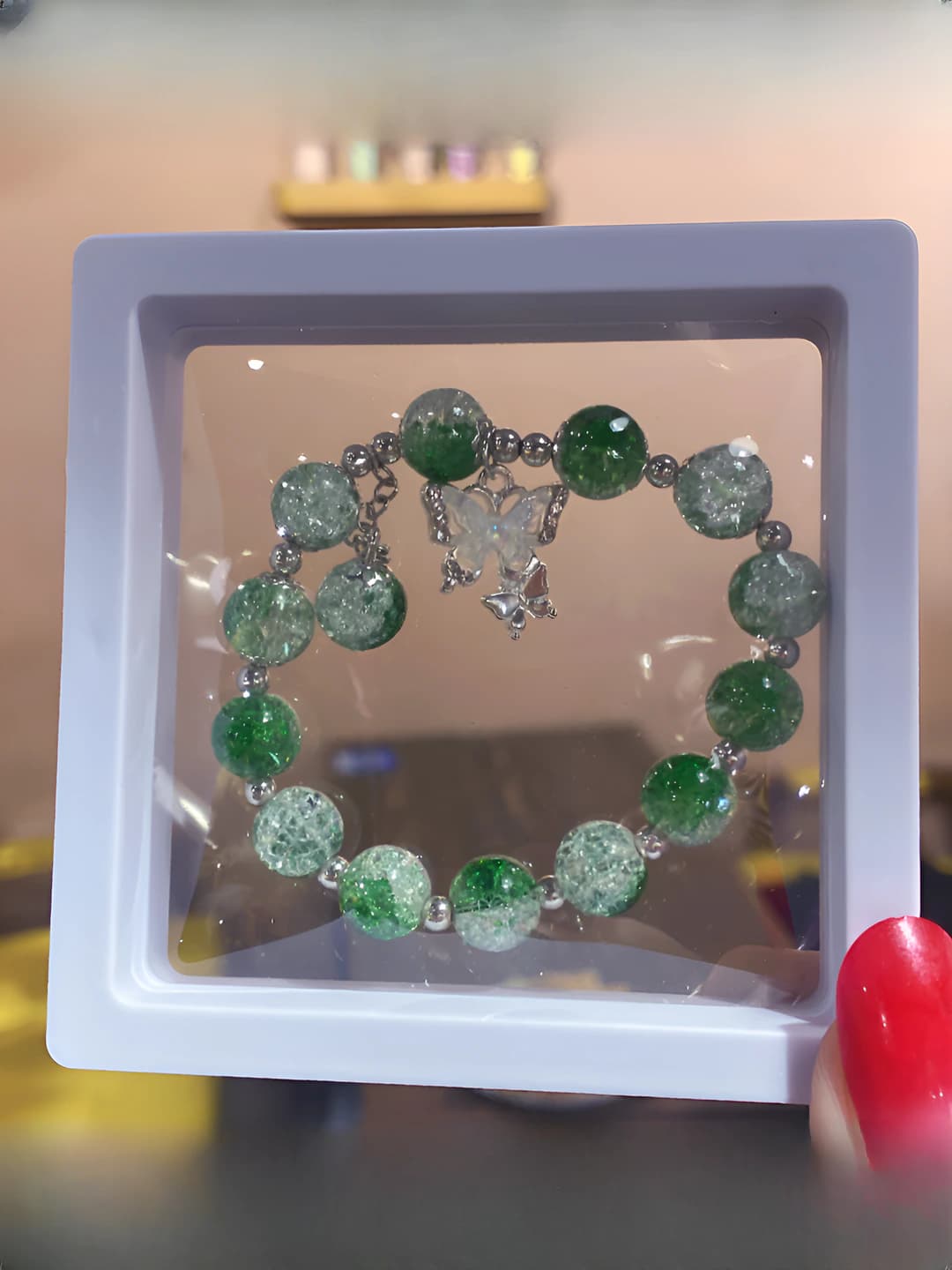 Green, in box