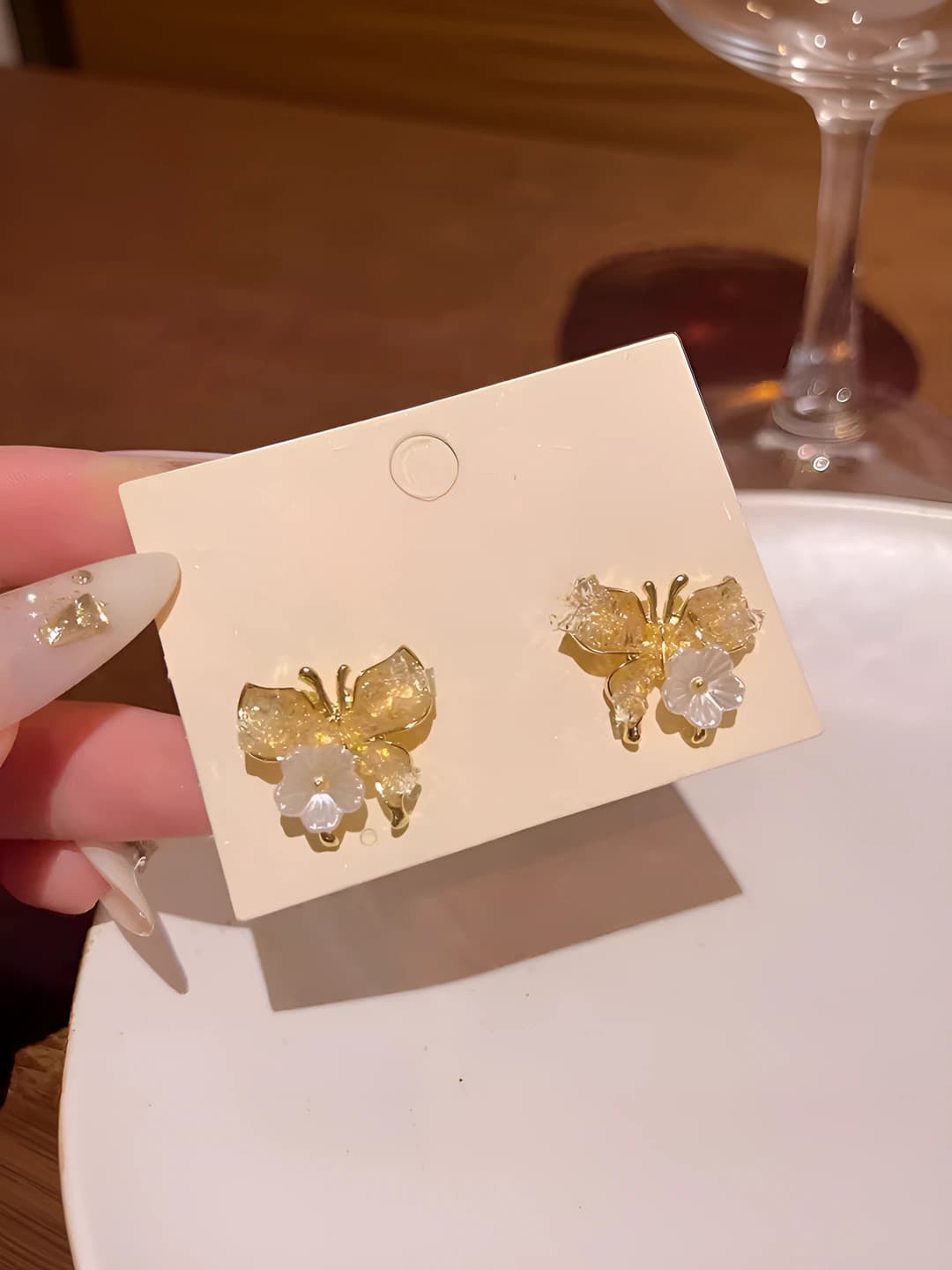 2# Crystal butterfly earrings