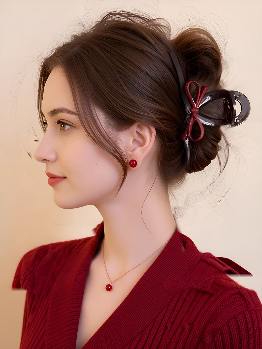 4#1# Красный бант двусторонний 6cm