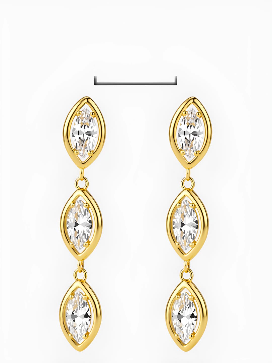 Women's long metal zircon earrings, Chanel style design