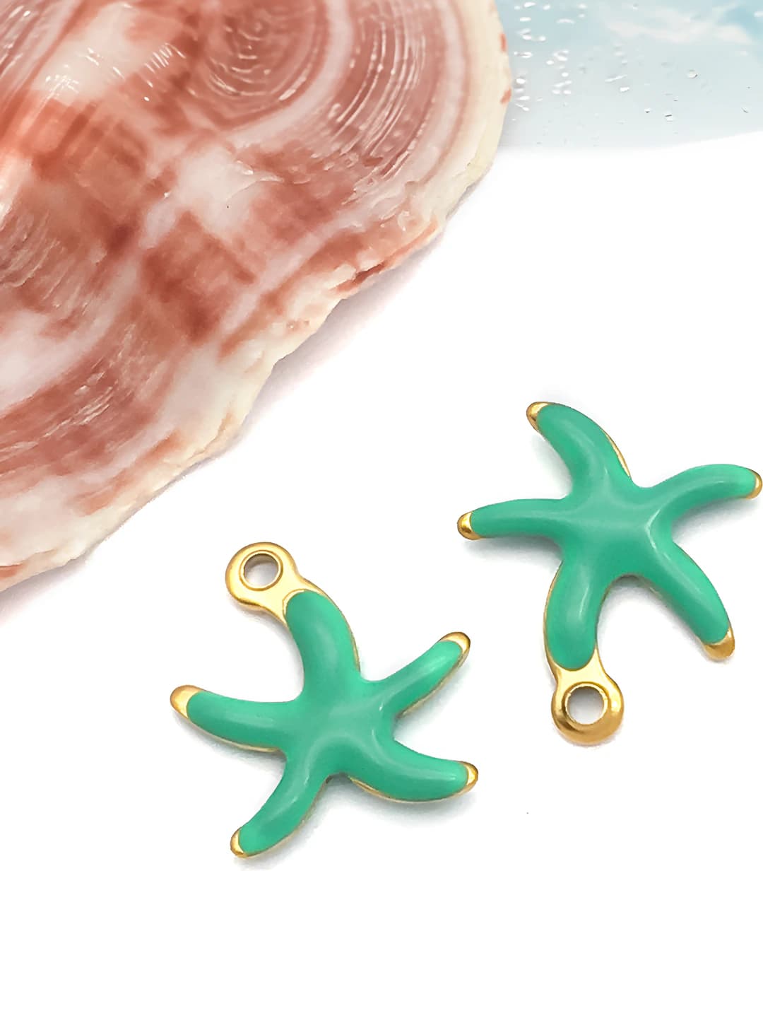 1 pc small gold apple green starfish 10x10mm-0.2g