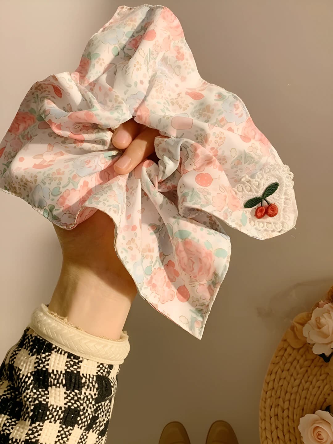 Розовый цветочный вишня 22*22 см