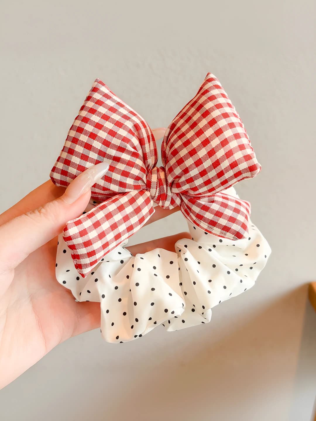 1# Red plaid dots ~12cm