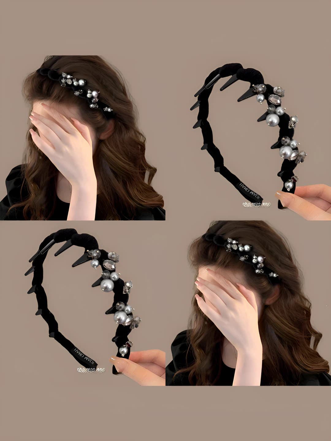 Women's headband with pearls and rhinestones, Korean style, 2026
