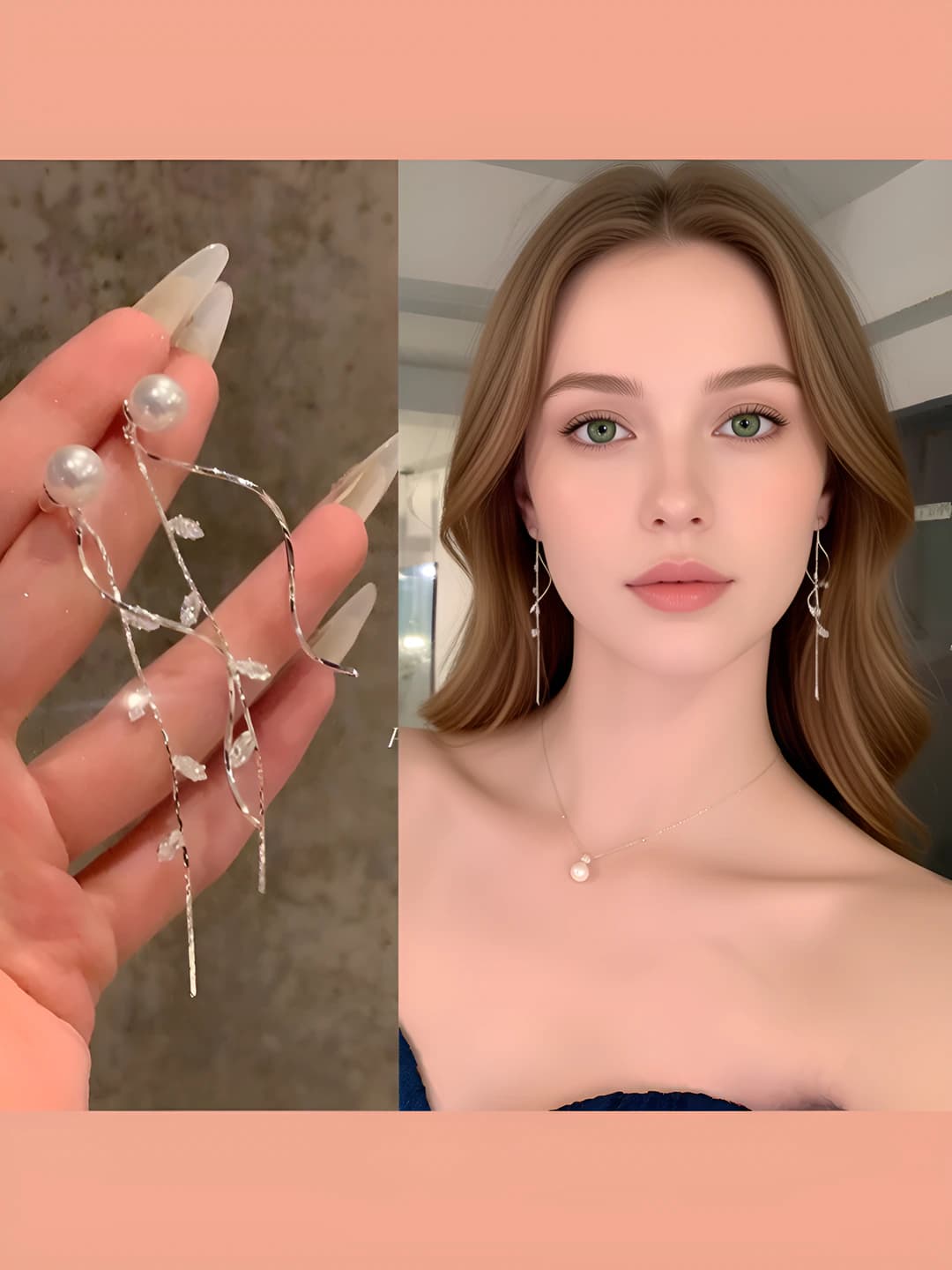 1# Длинные жемчужные серьги с кисточкой