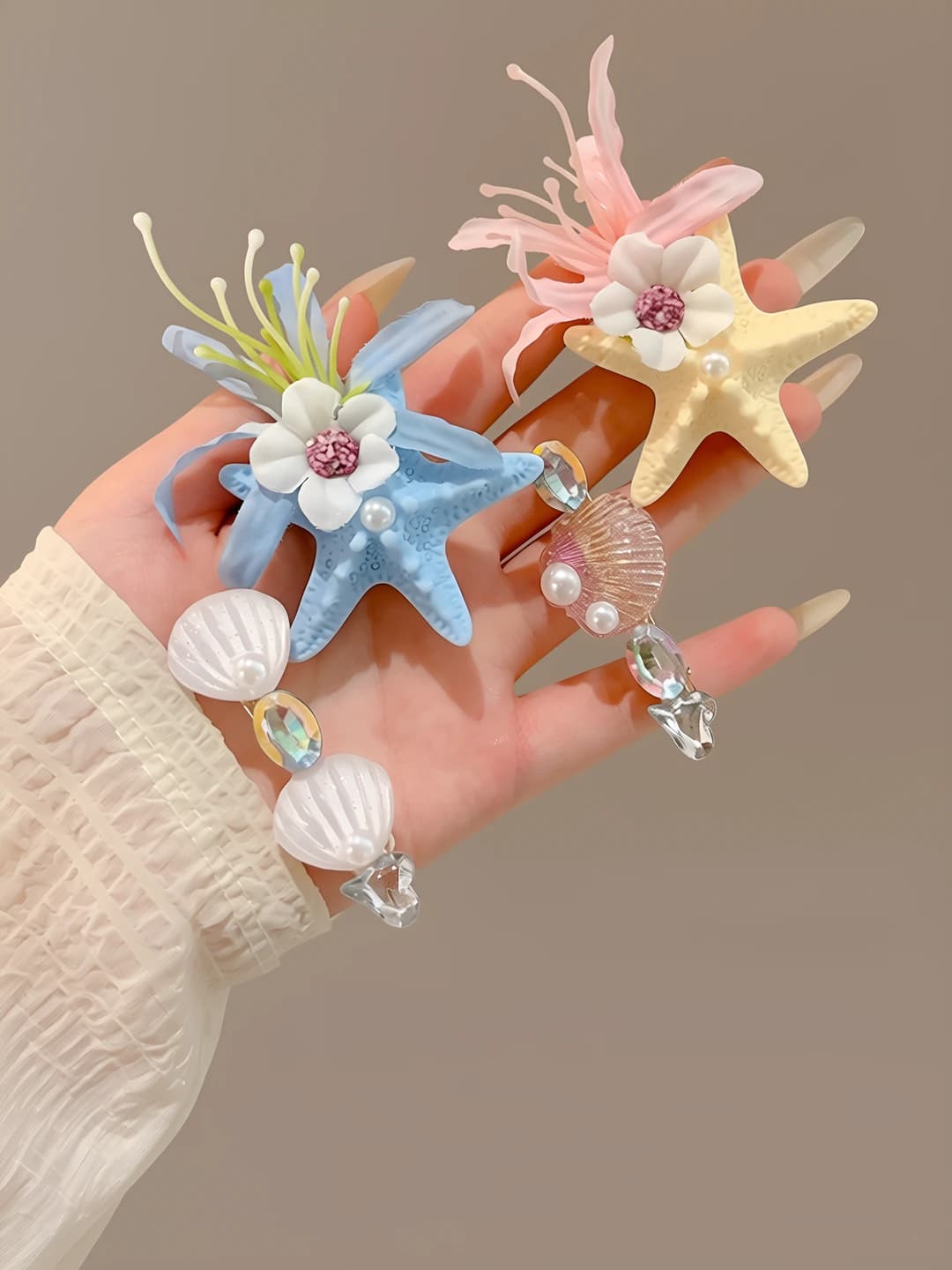 25# Starfish and flowers, 4 pcs