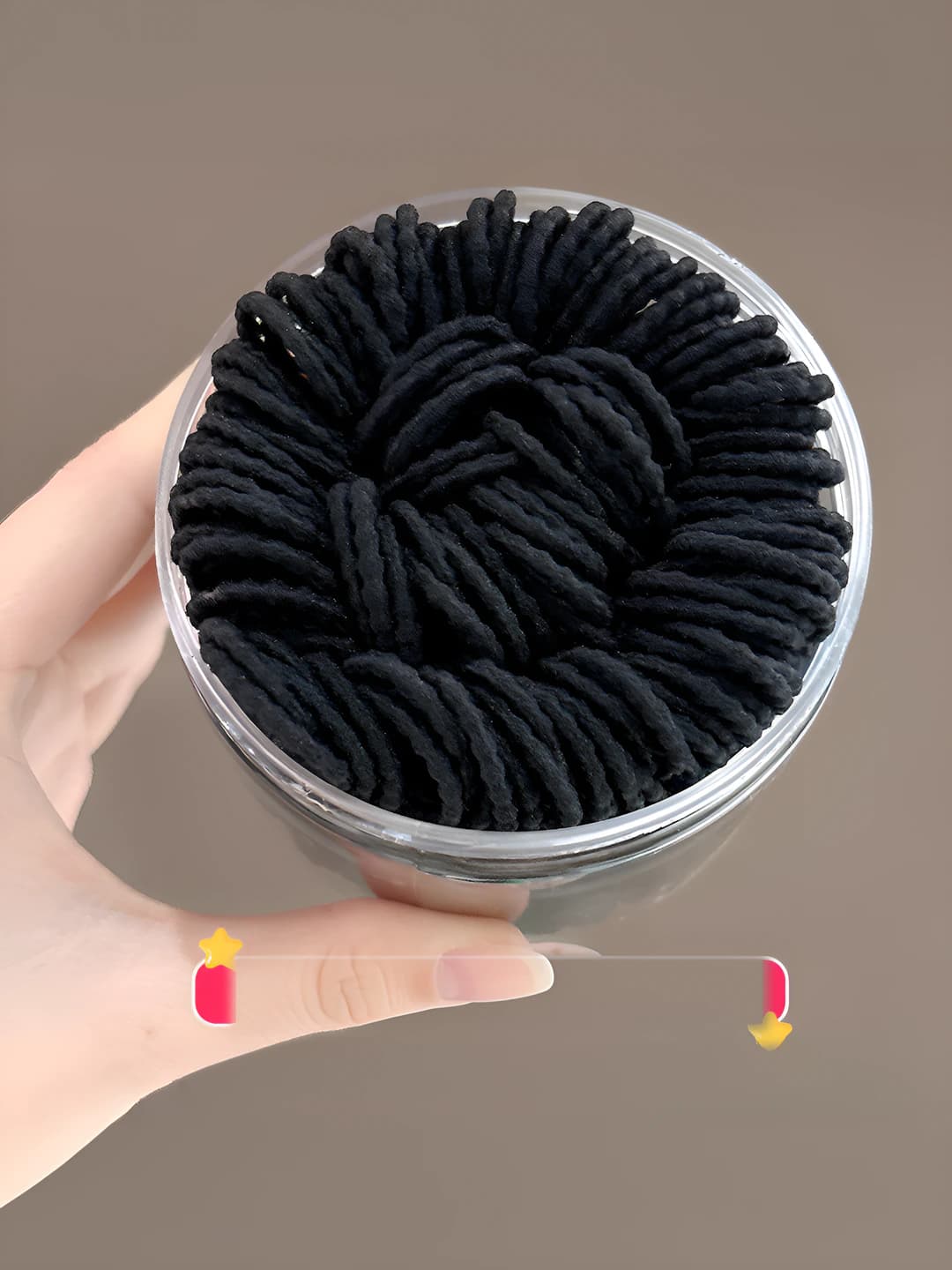 Beaded black hair ties 100 pcs ~2 cm