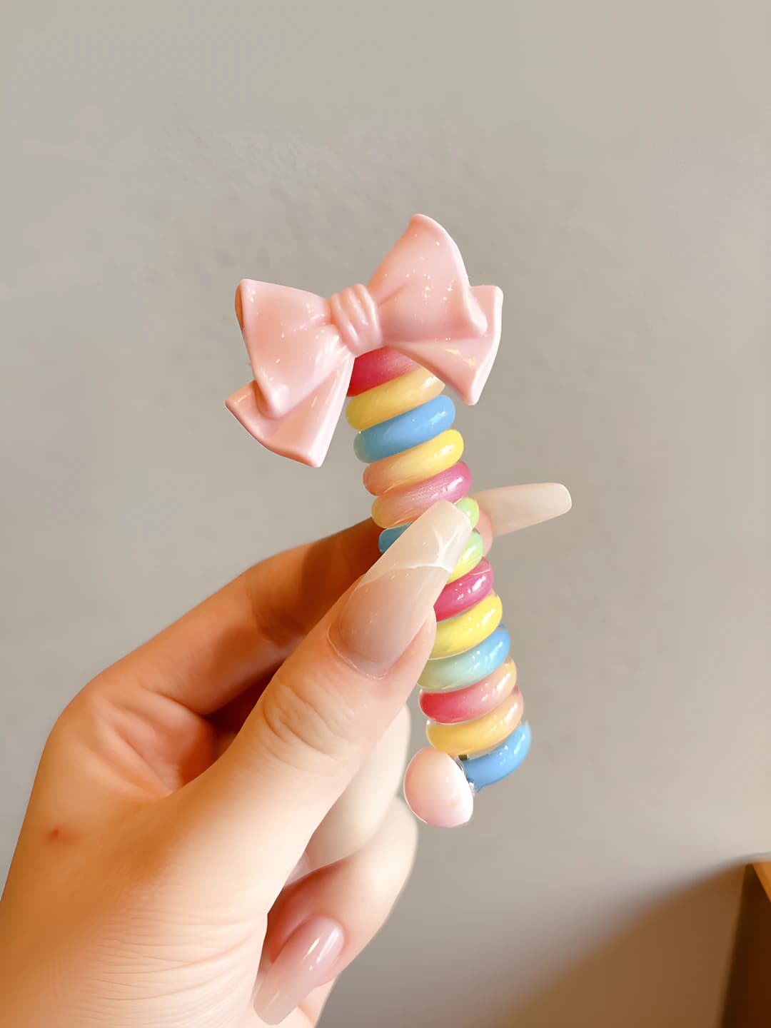 9# Pink double bow hair tie