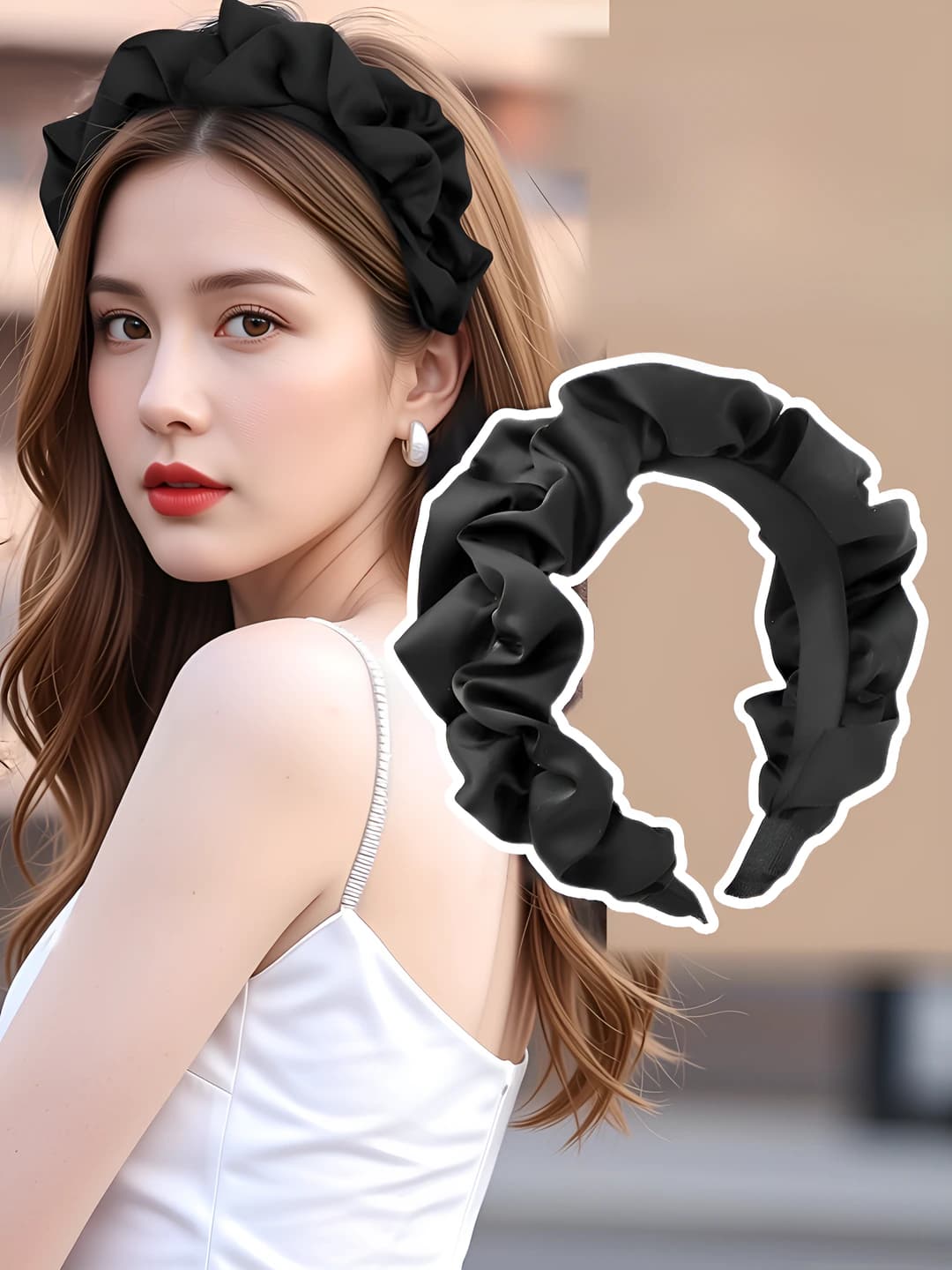 1# Black, ruffled, large