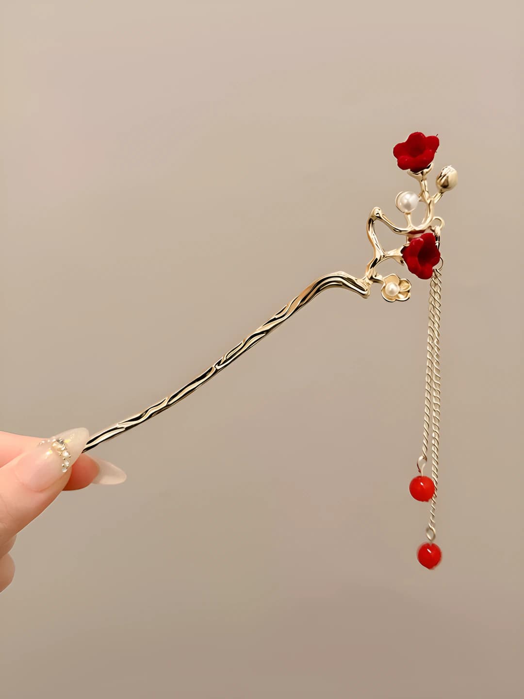 Lily of the valley bead hairpin ~17 cm