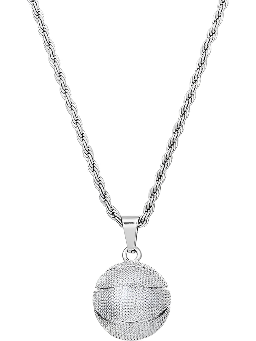 Basketball pendant necklace, steel