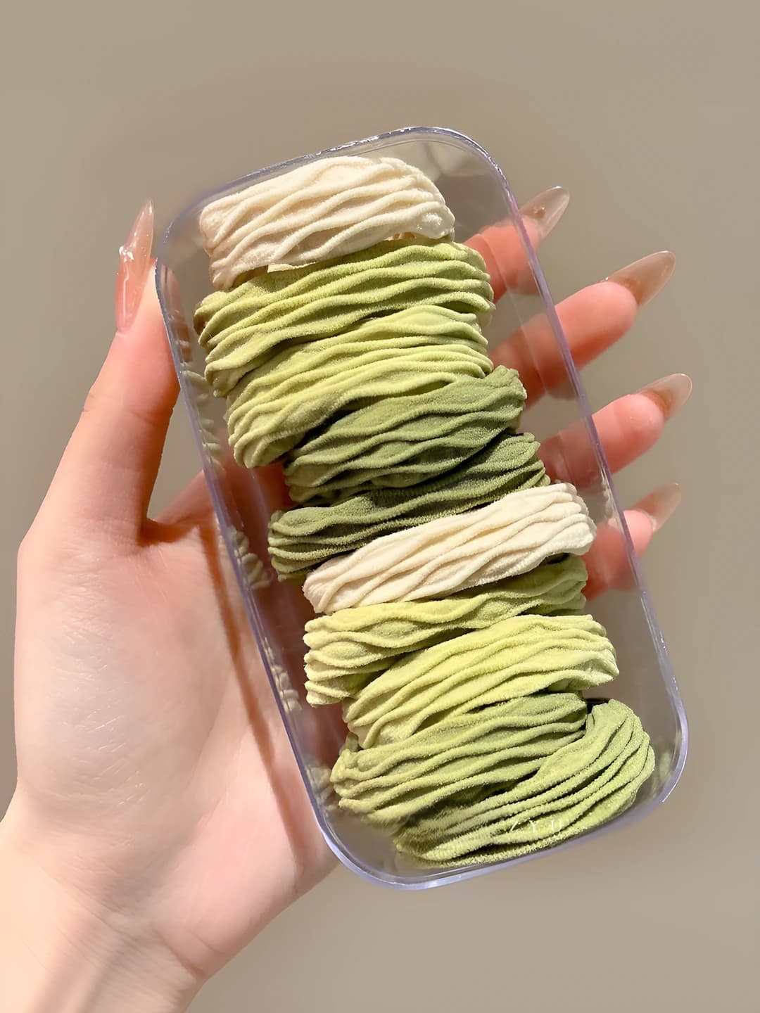 10# Mint green - mesh, 10 pcs, oval box, 4.5 cm