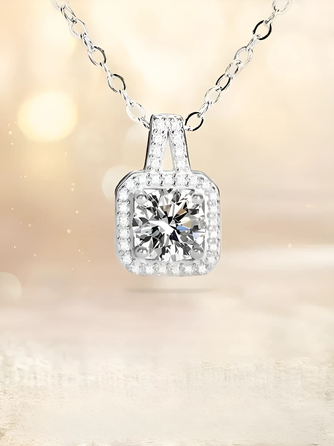 Ayollar uchun koreys uslubida zirkon va moissanite toshli geometrik qisqaroq zanjir
