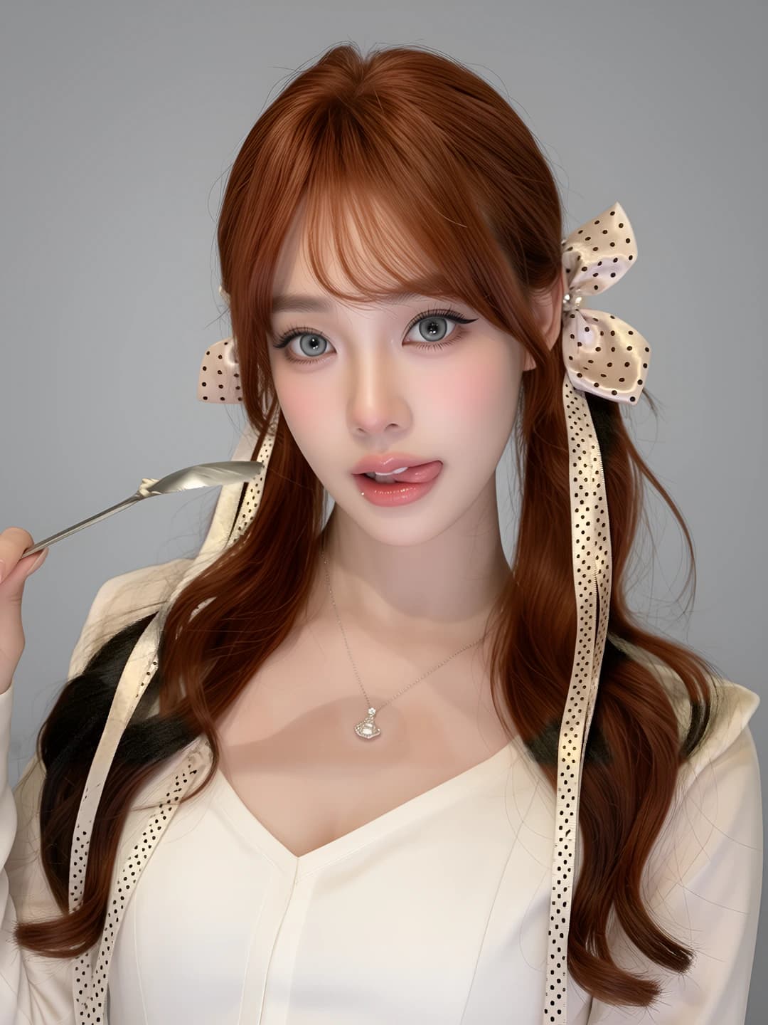 Женские заколки и гребни: bow hair clip с блестящими стразами, длинными лентами и узором в горошек, ручной работы, в сладком стиле