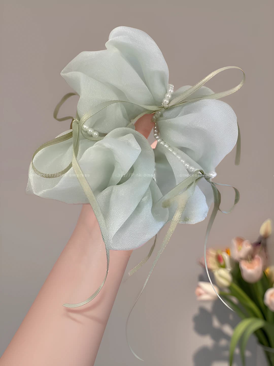 3# Green mesh hair tie 9 cm