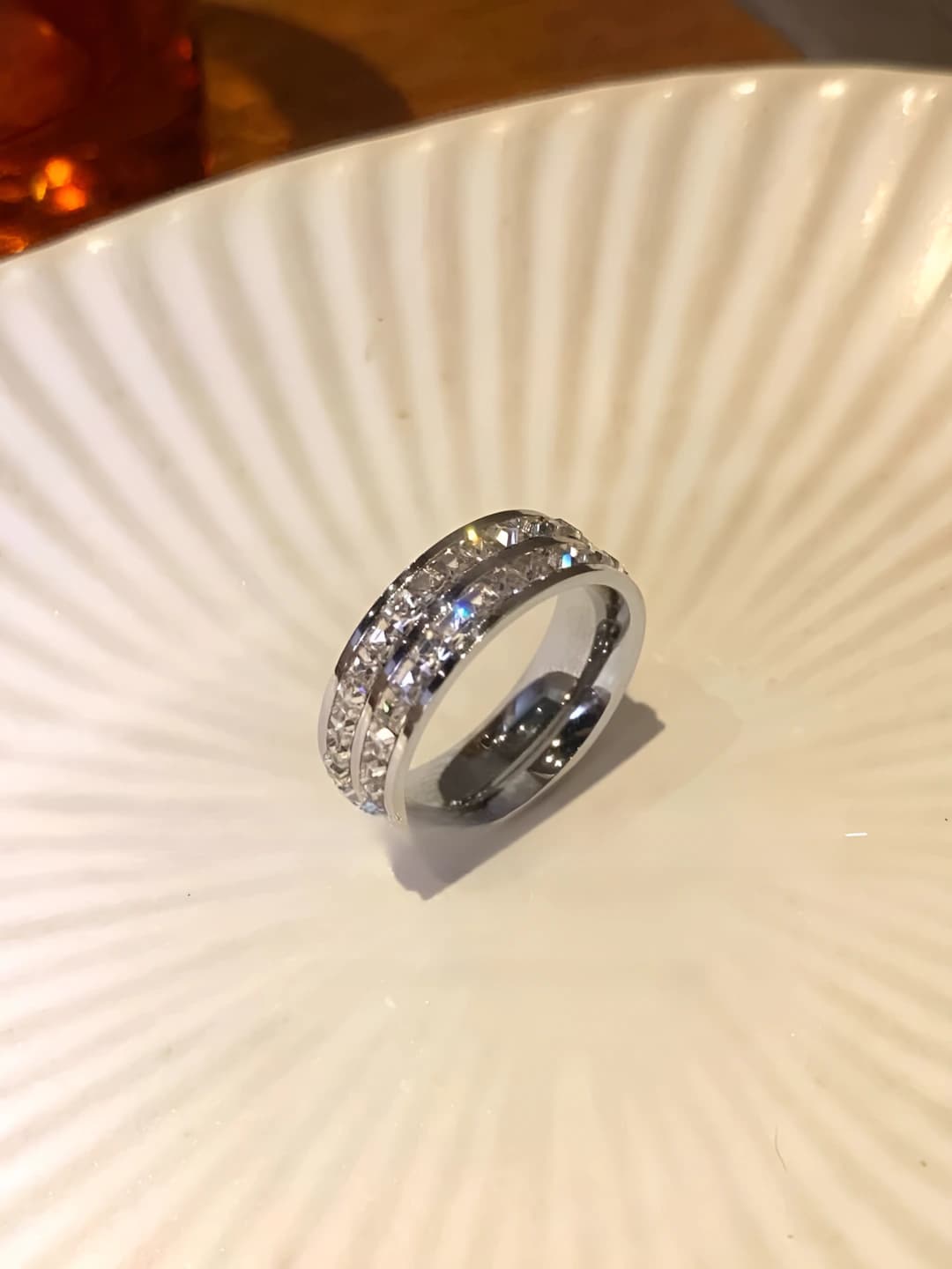Steel, double row diamond, titanium