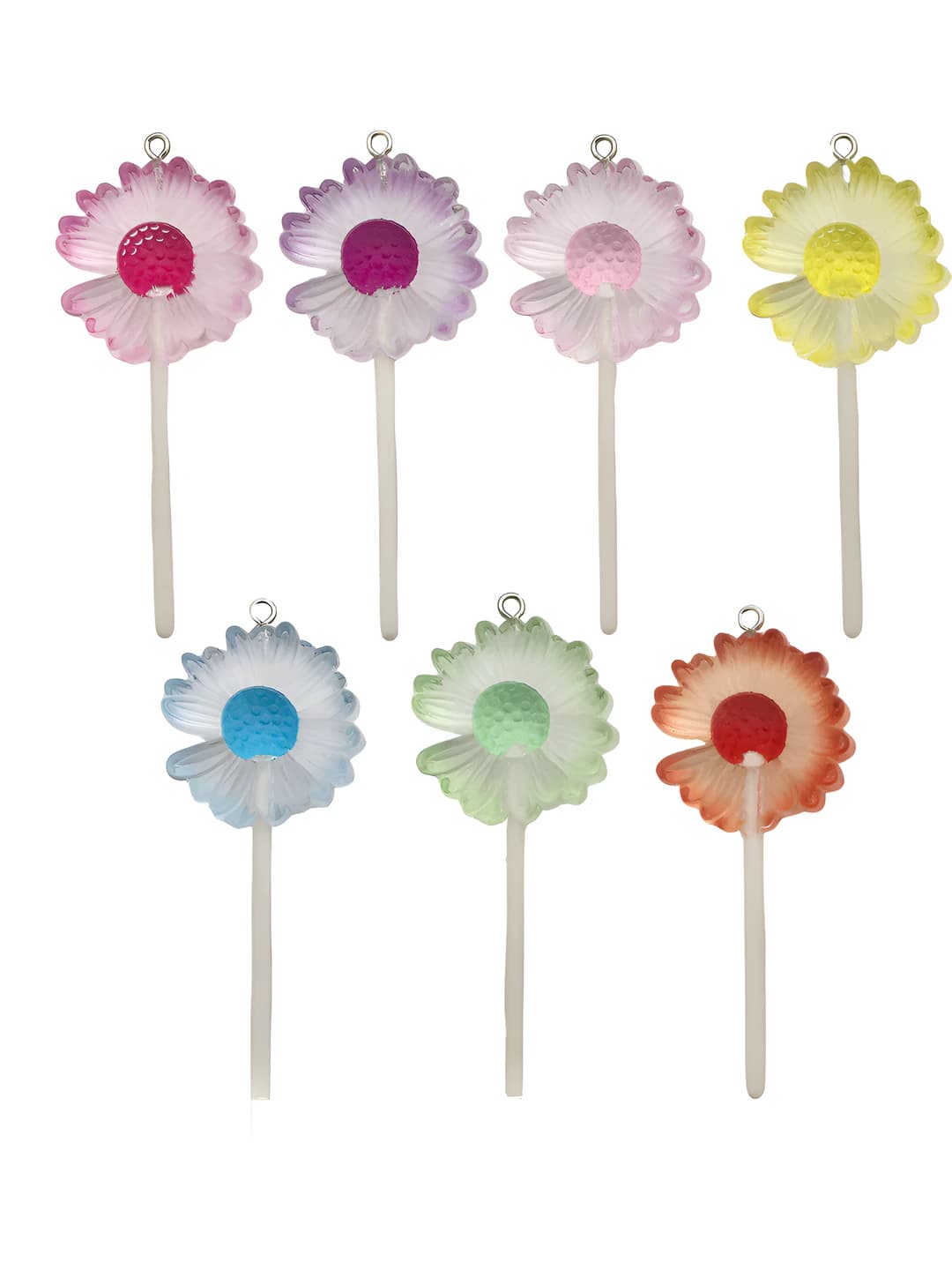 7 pc mixed resin chrysanthemum lollipops