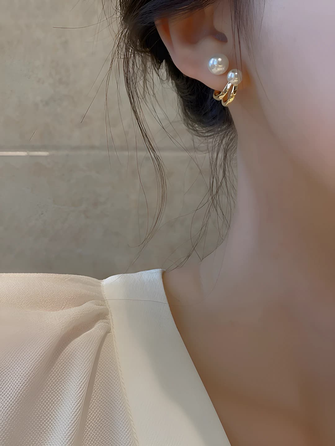 1# Large small pearl earrings - gold silver post