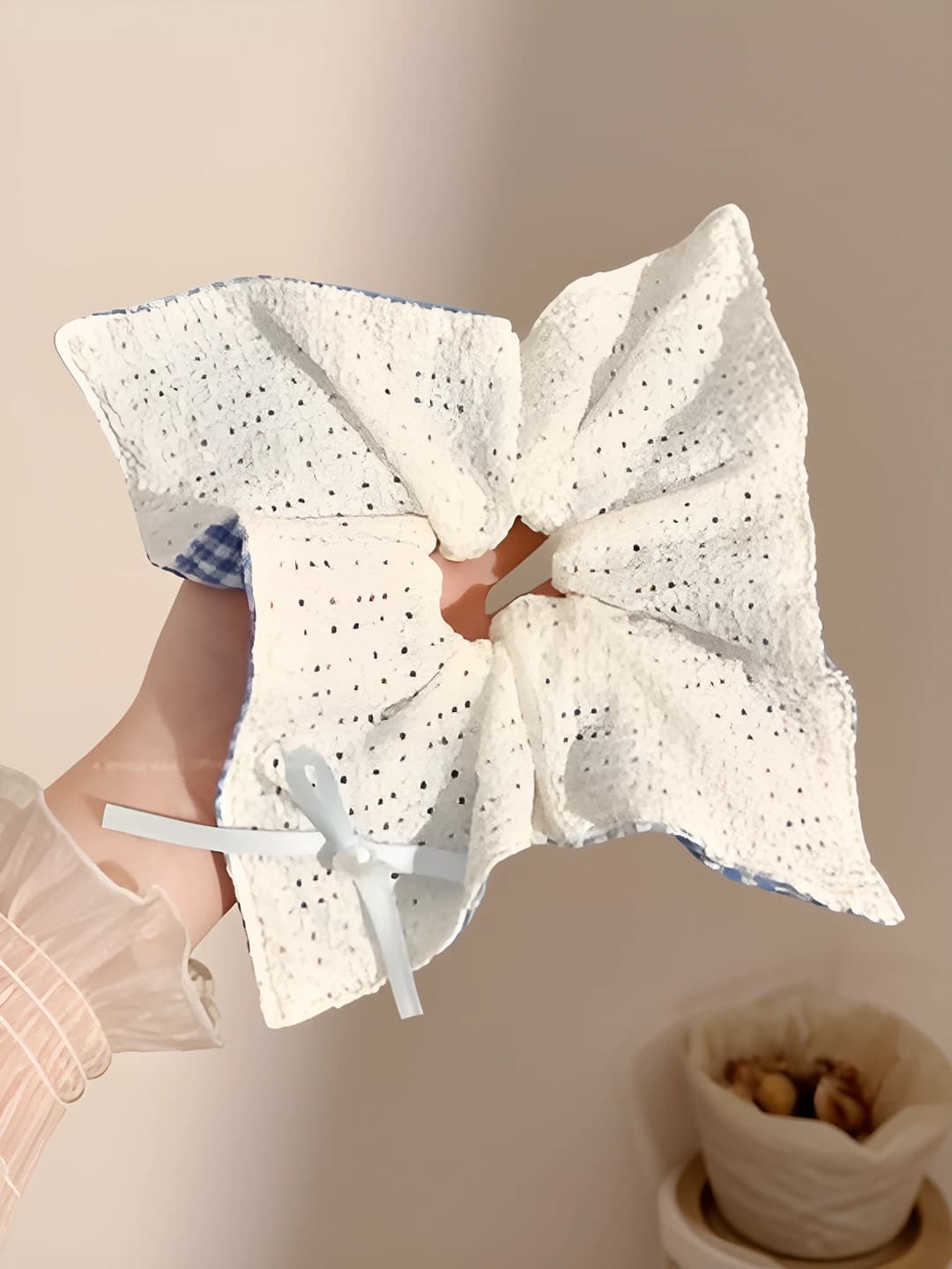 1# Ko'k katak krep ikki tomonli-kvadrat 24 sm