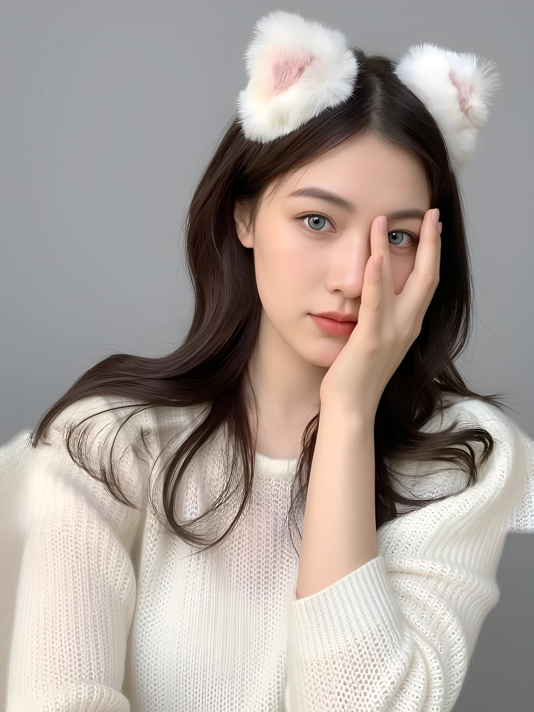 Women's fluffy cat-ear hair clip, autumn-winter, handmade, korean style, design element: animals