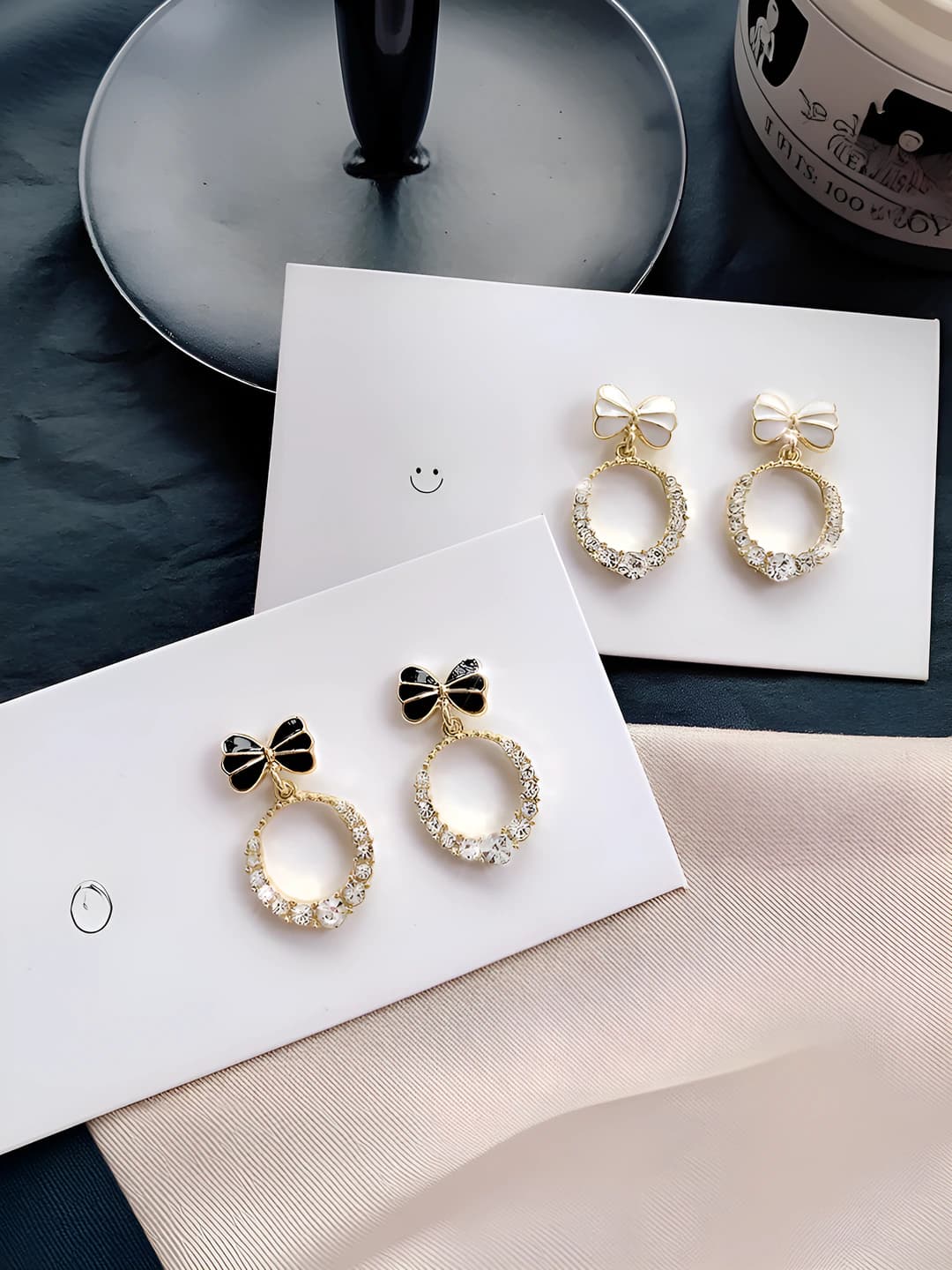 Women's 2026 flower design earrings with bow in light luxury style