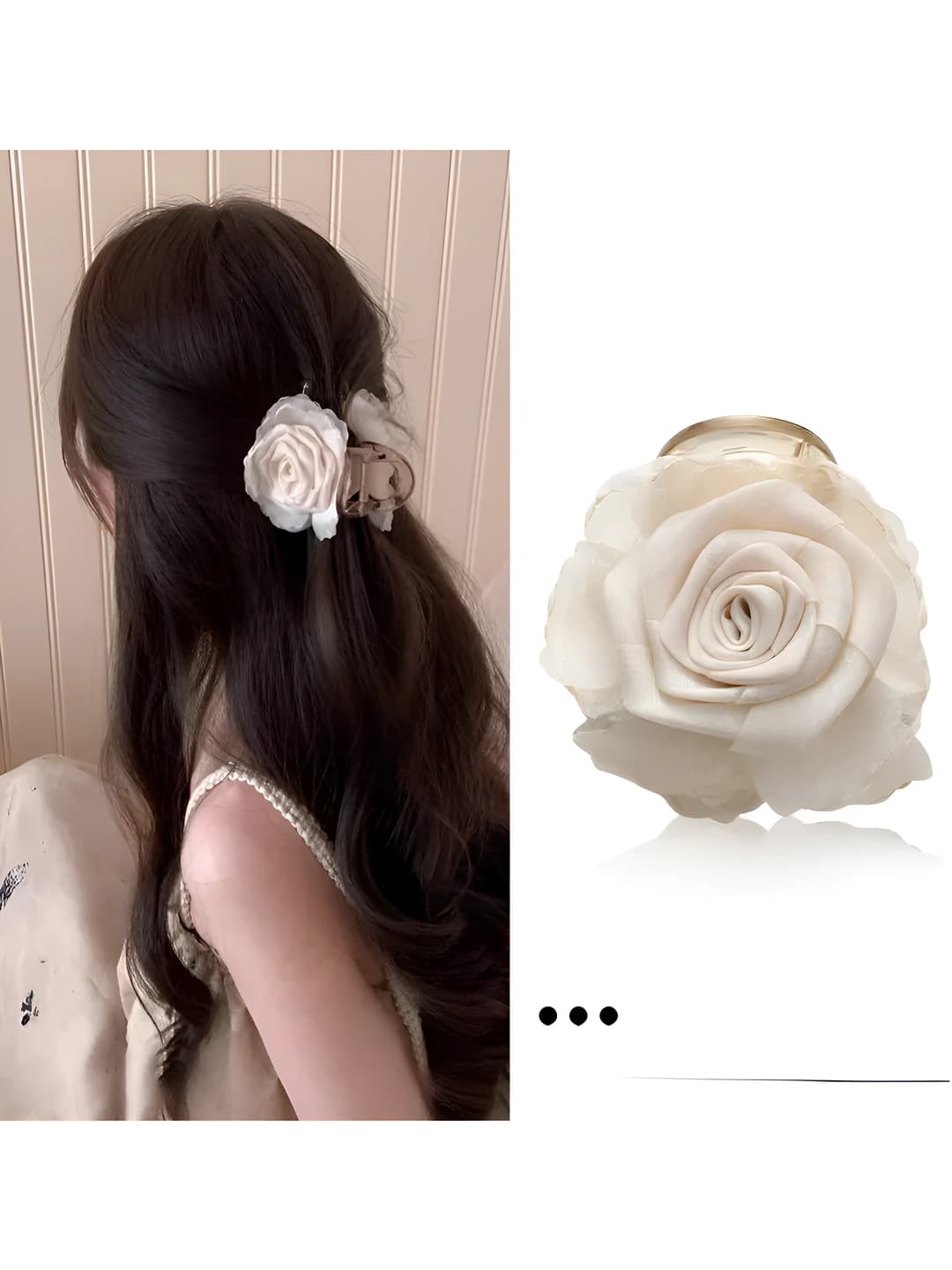 12# Beige flower clip 8 cm