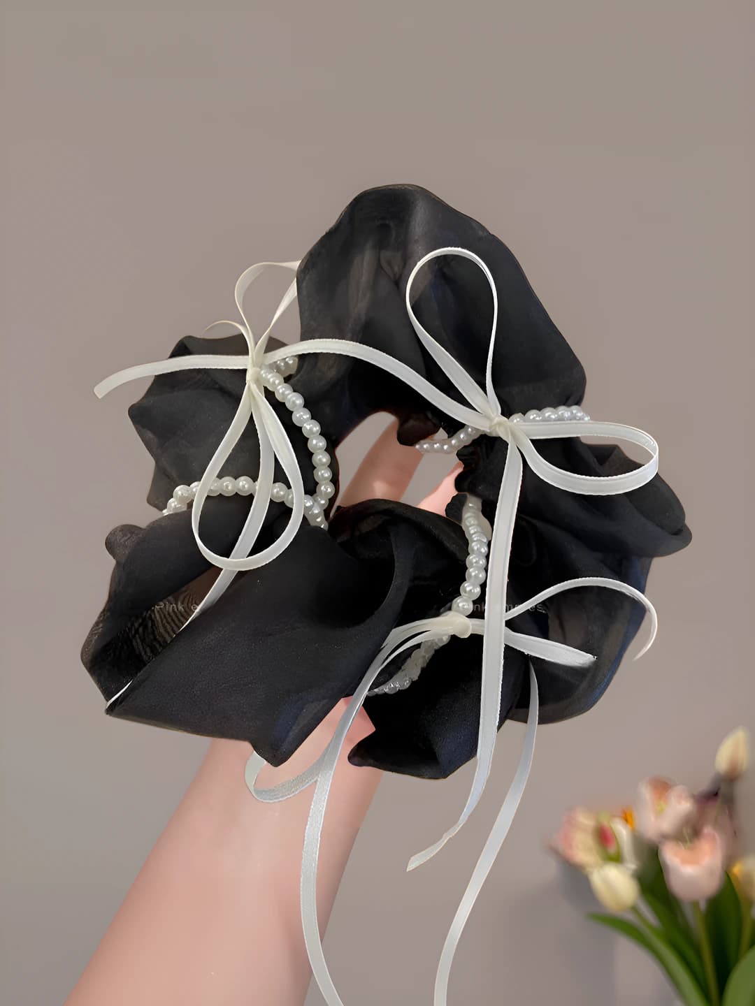 2# Black mesh hair tie (10 cm)