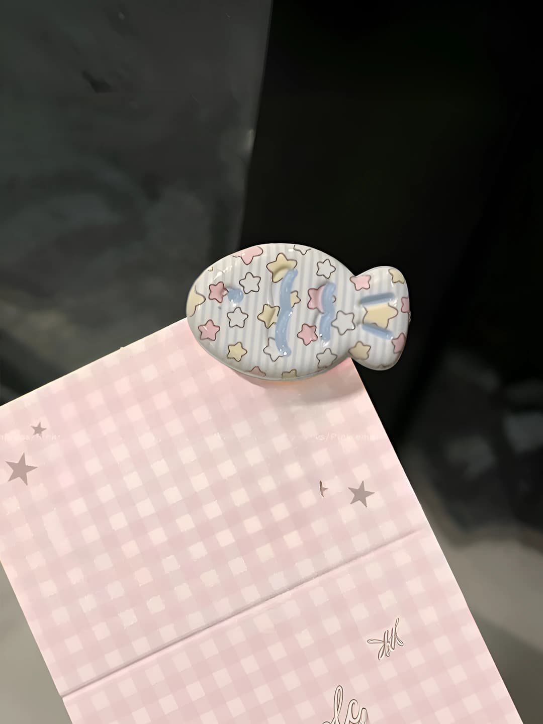 Print star striped fairy tale fish clip, 3.2 cm