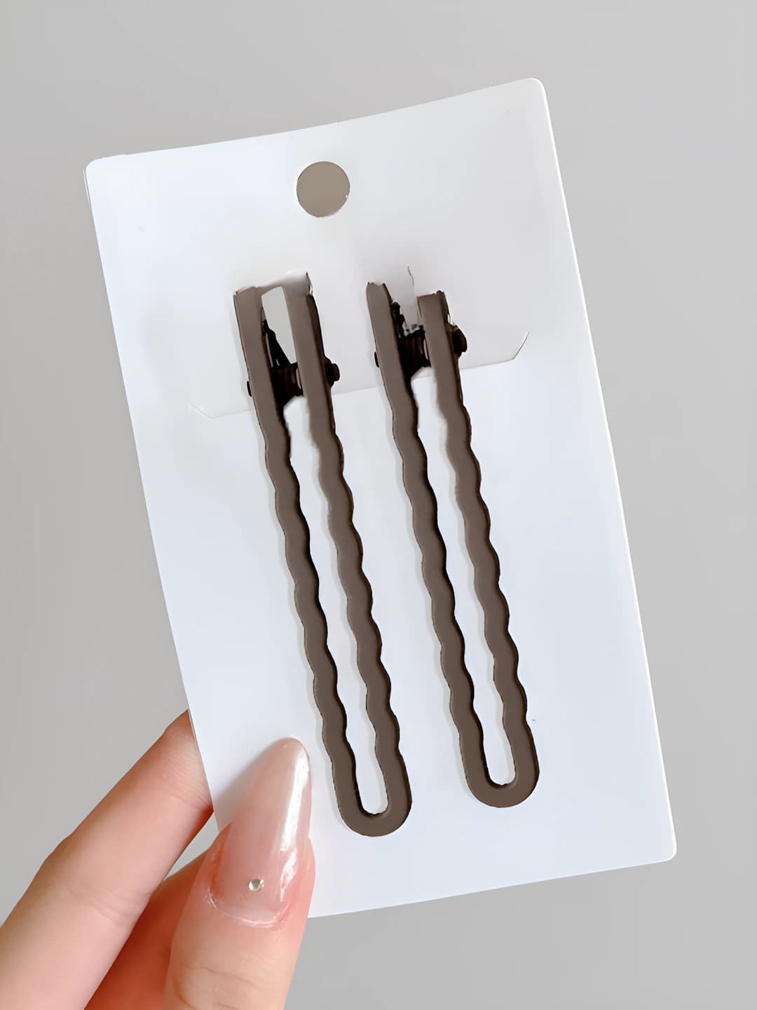 5# Coffee wavy clip - pair OPP pack 8.3 cm