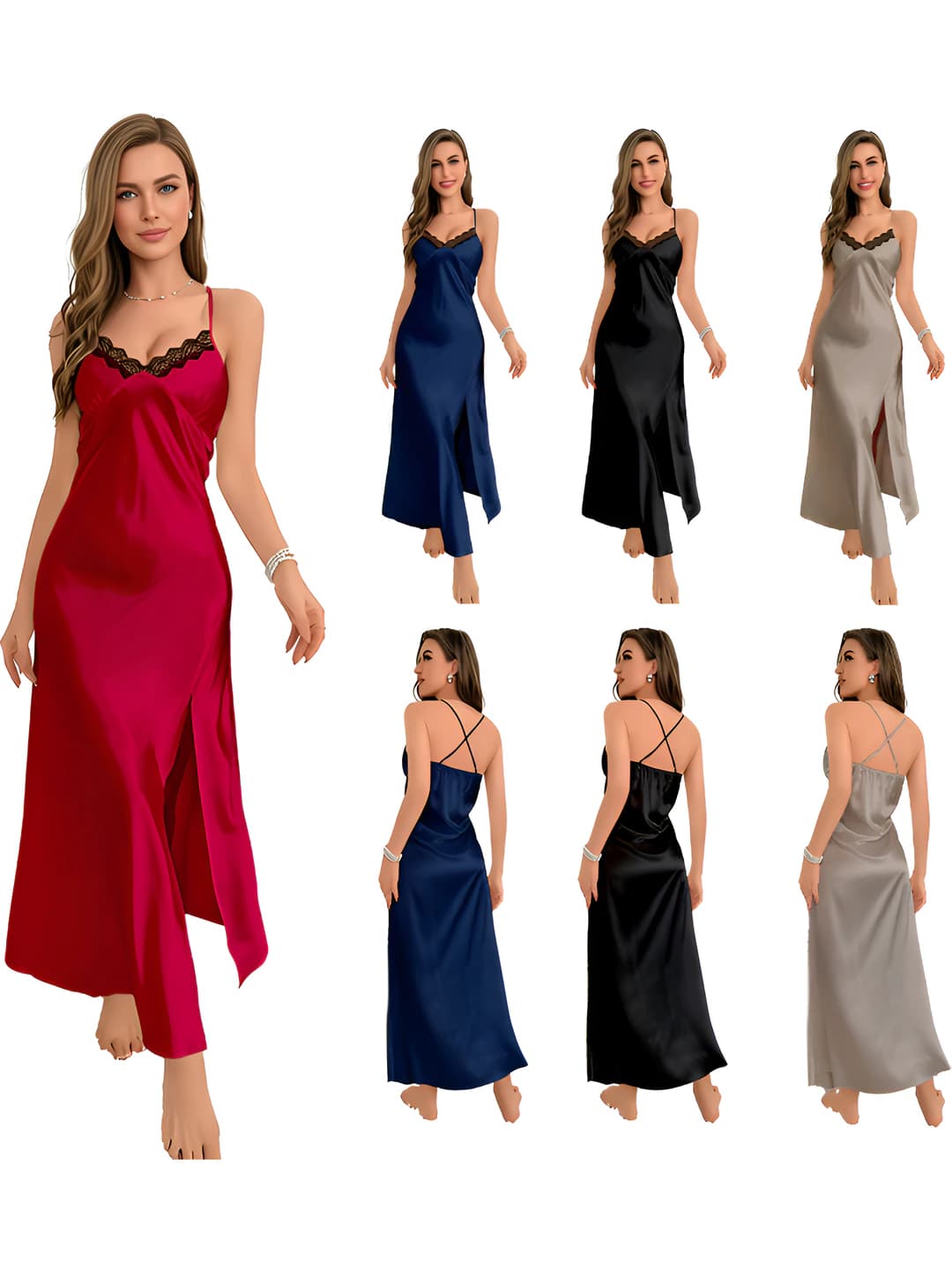 Women's summer ice-silk fabric nightgown, sleeveless, long skirt, breathable, plus size