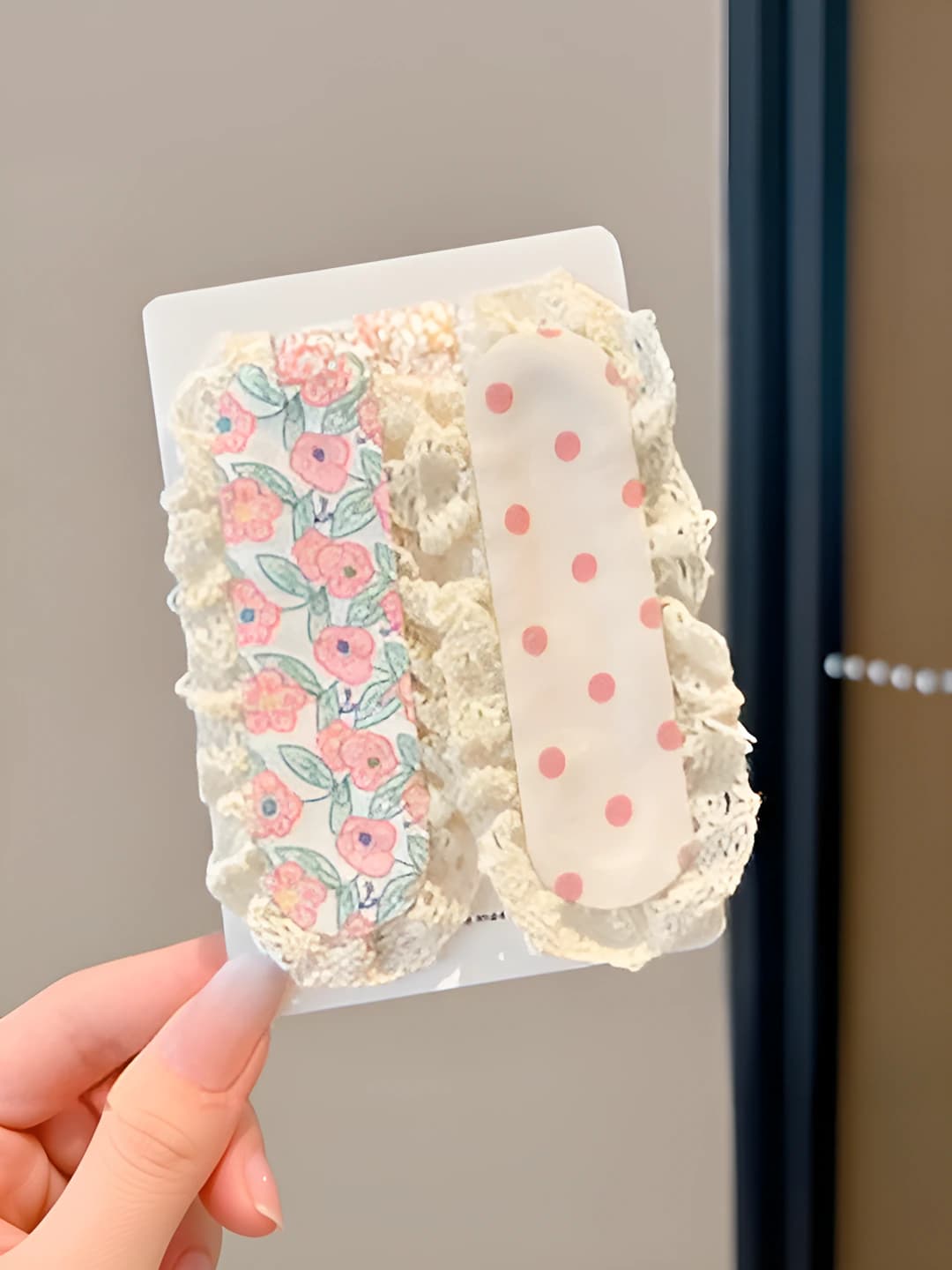 Pink polka set, 11*5 cm