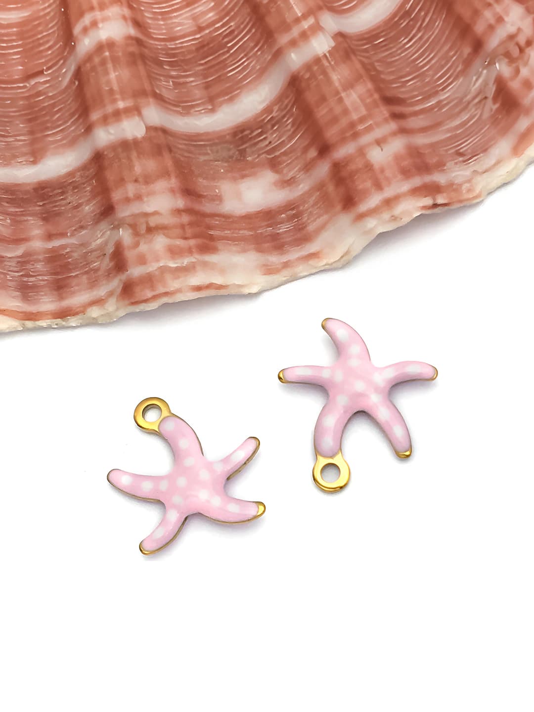1 pc, small, gold, pink, star, 10x10mm, 0.2g