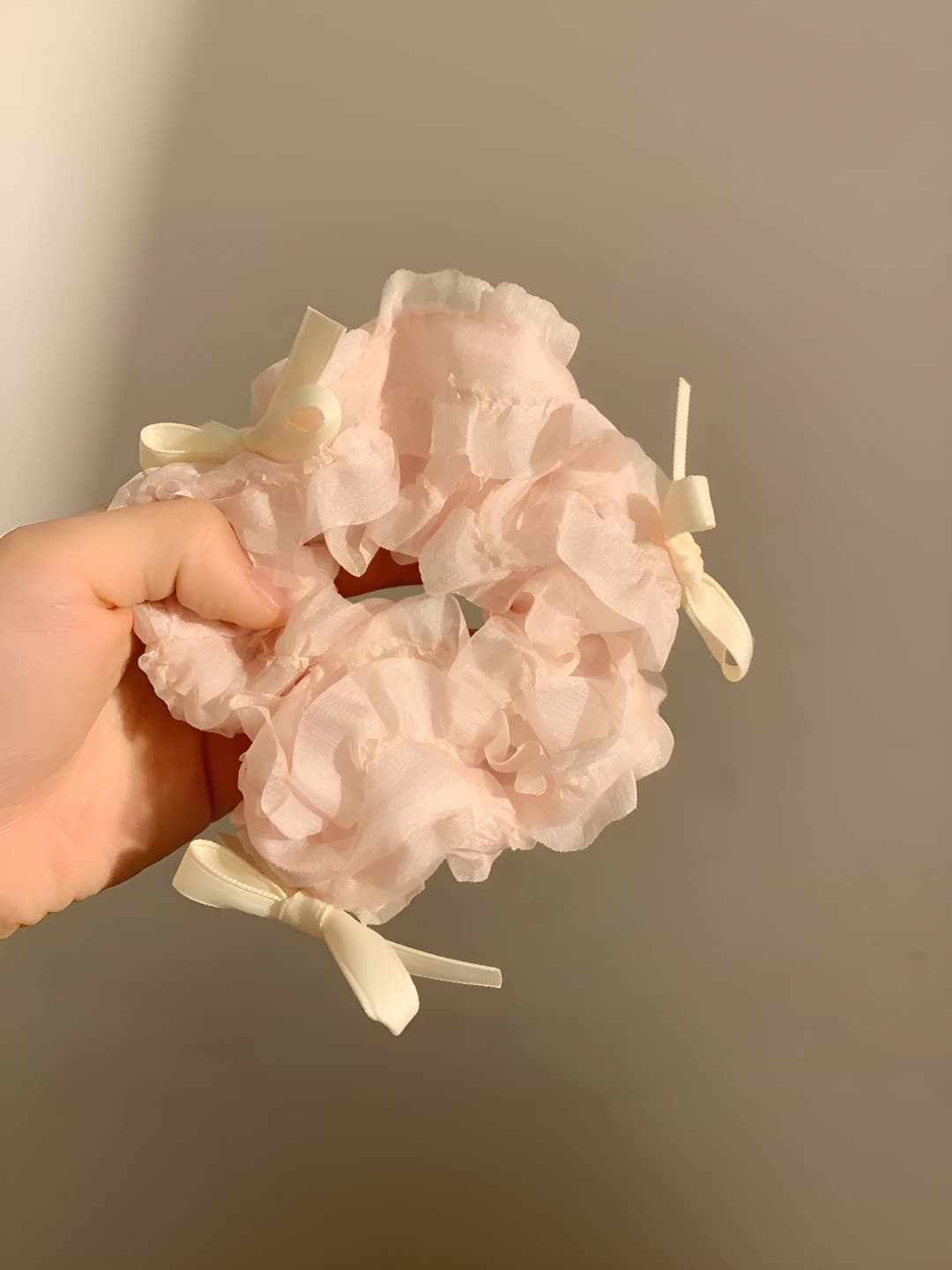 Cream white, bow, pink