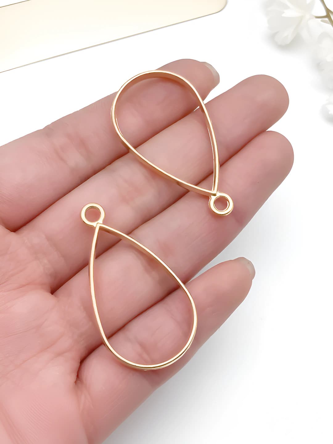 1 шт KC золото рамка в форме капли, 38x21mm, 1.8g
