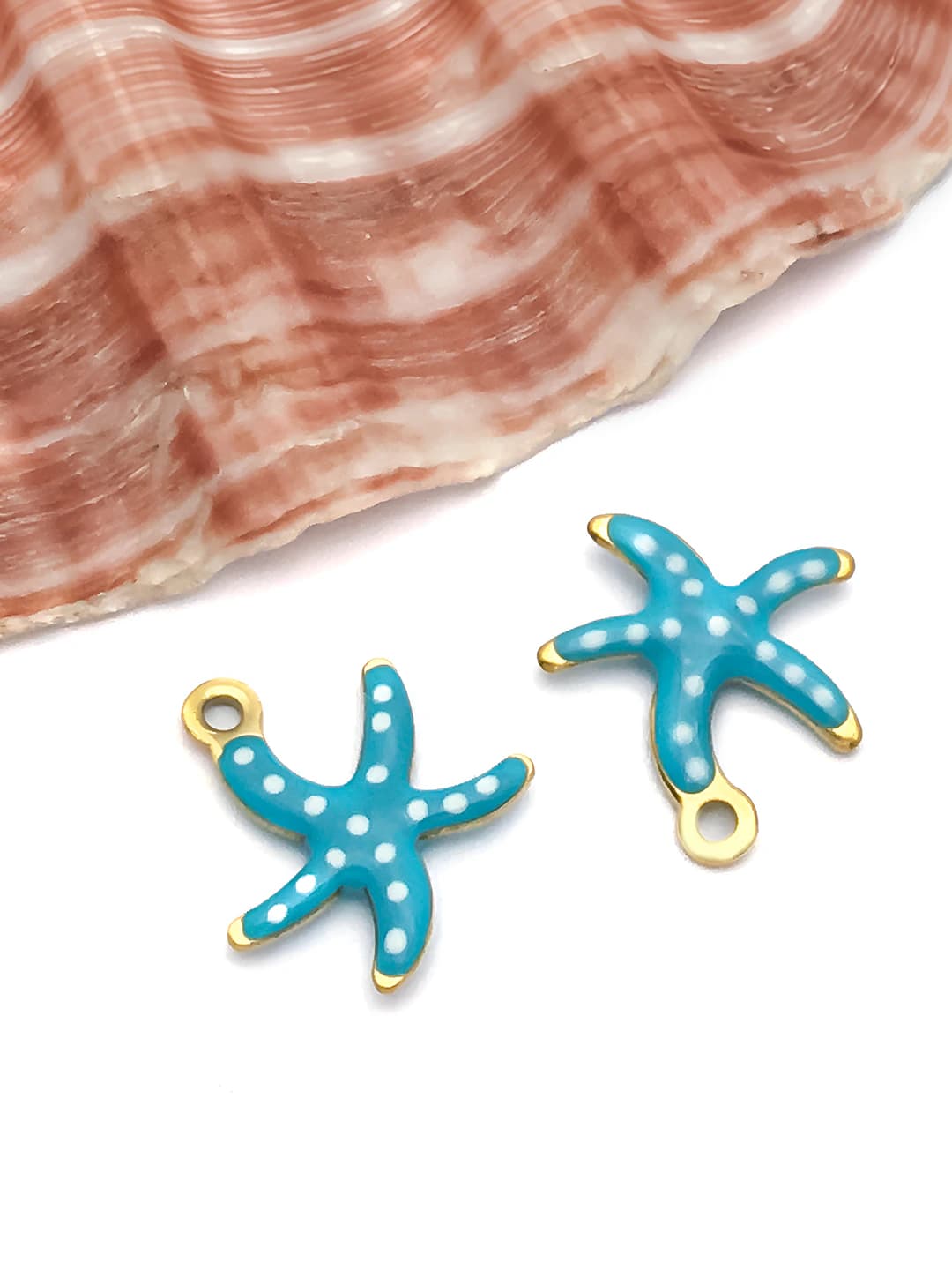 1 pc, small, gold, dark teal, star, 10x10mm, 0.2g