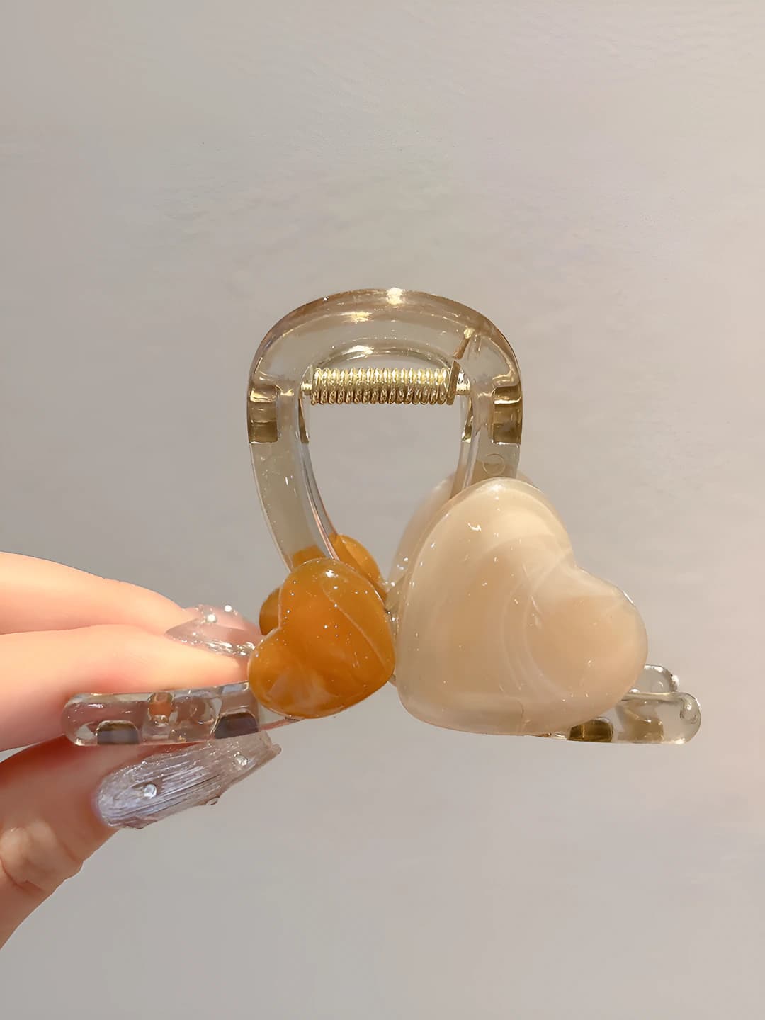 9# (Medium) Coffee clear heart clip 8cm