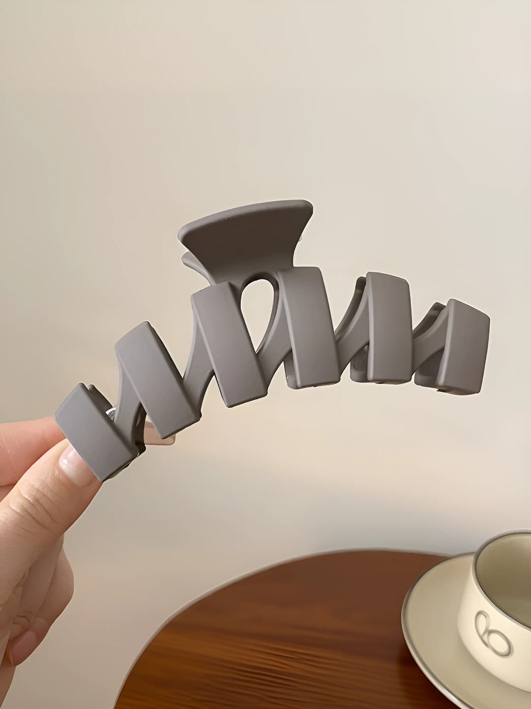 Irregular dark coffee hair clip