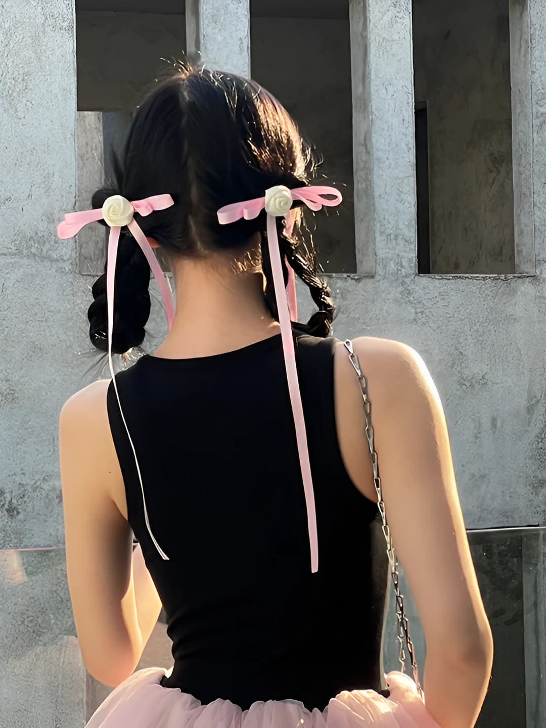 Pink rose ribbon clip [1 pair]