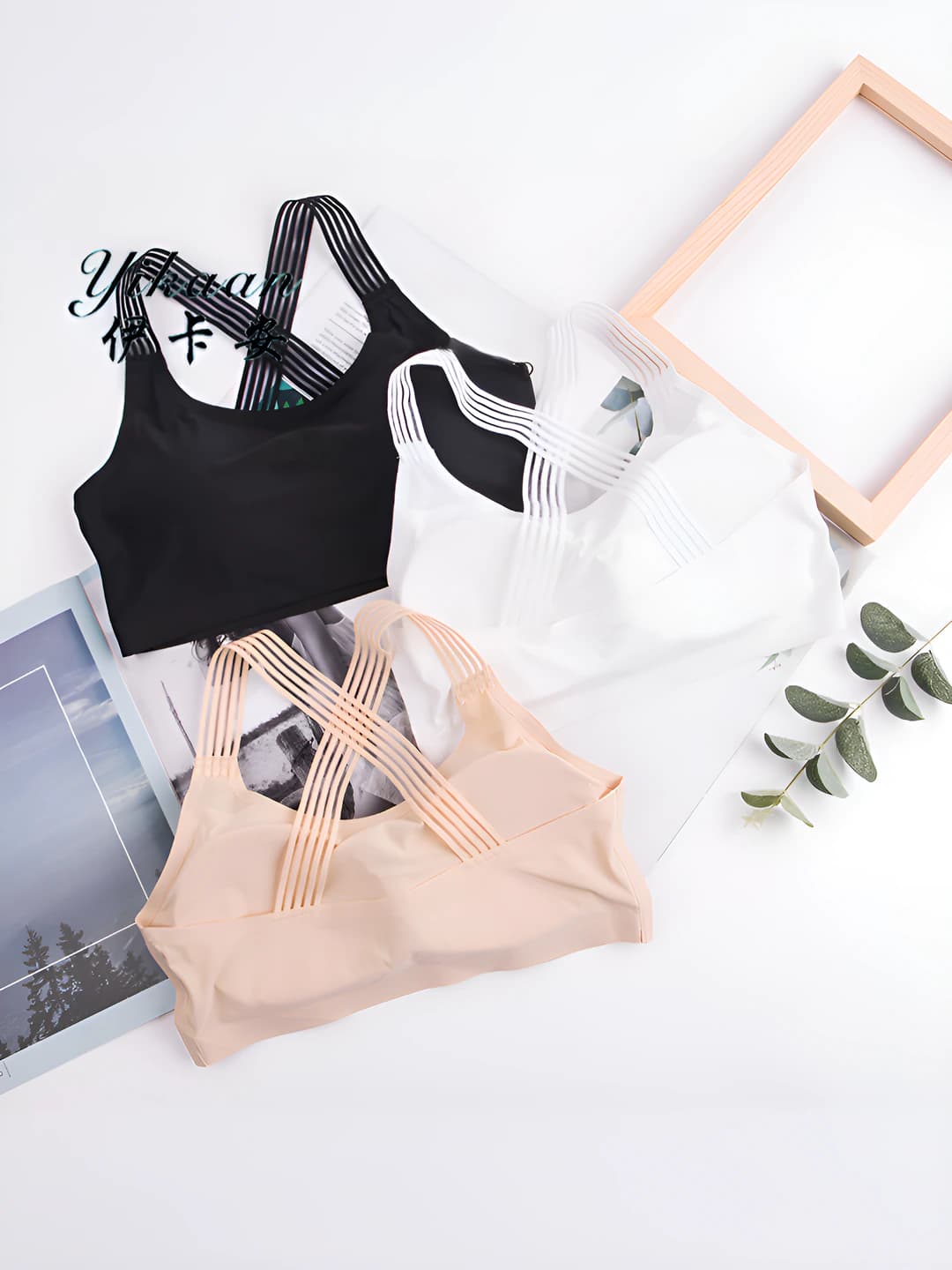 Women's seamless breathable ice-silk fabric sports bra, tank top style, seamless