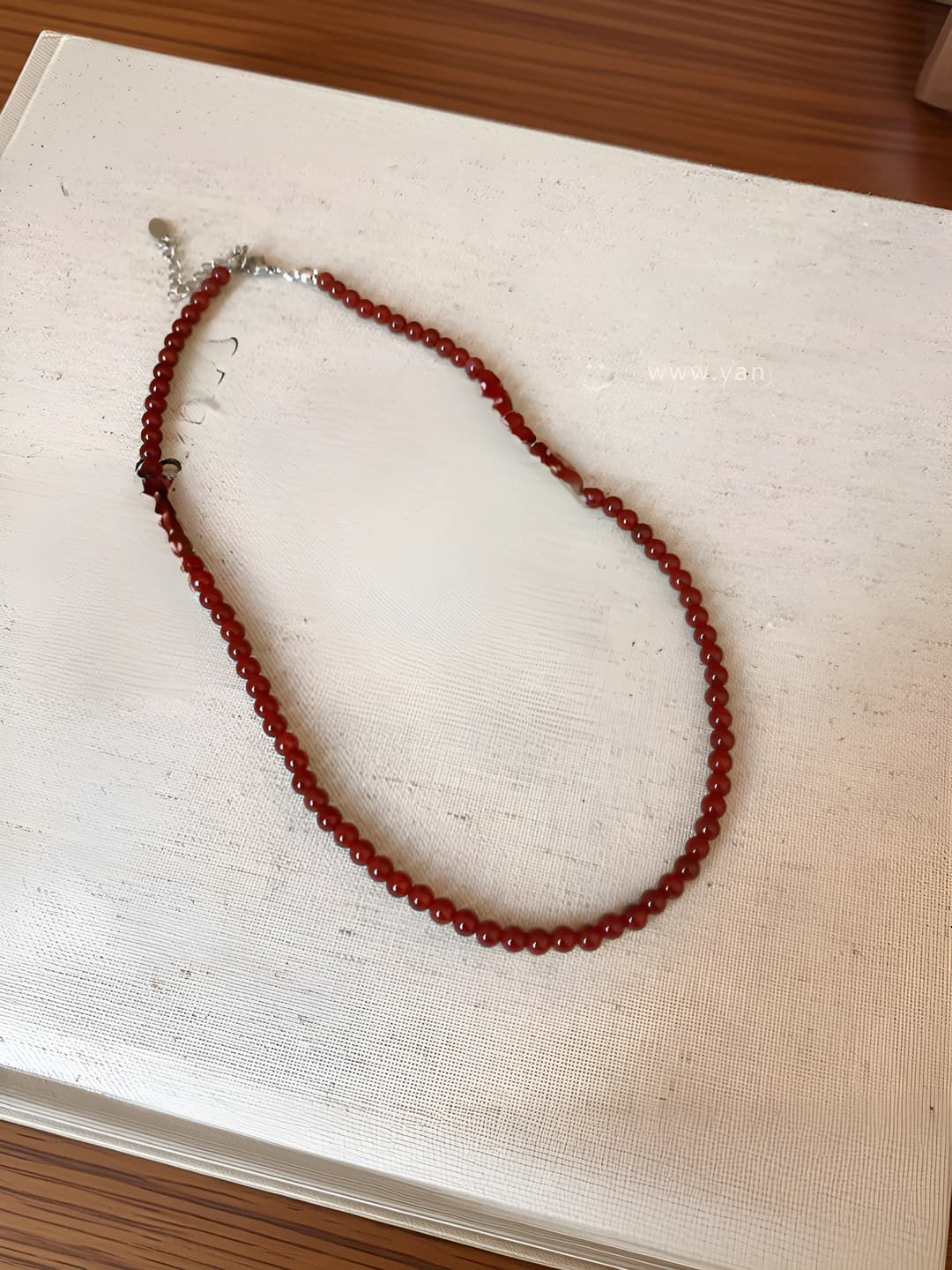 Glass bead-4mm#red pearl necklace