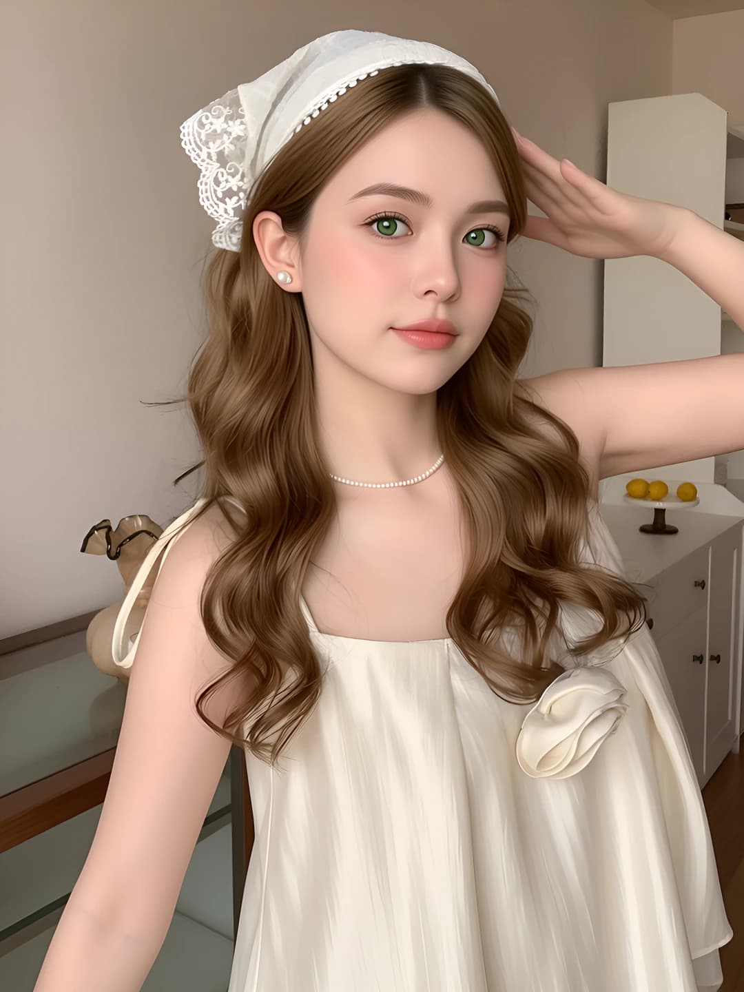 6# Beige lace headband