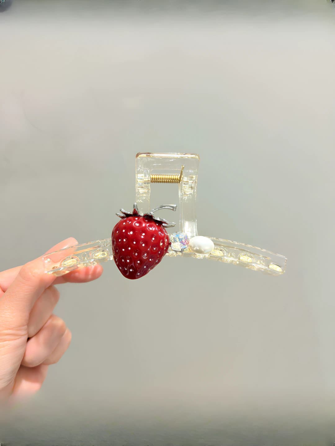 Red strawberry AB side clip ~12.5 cm