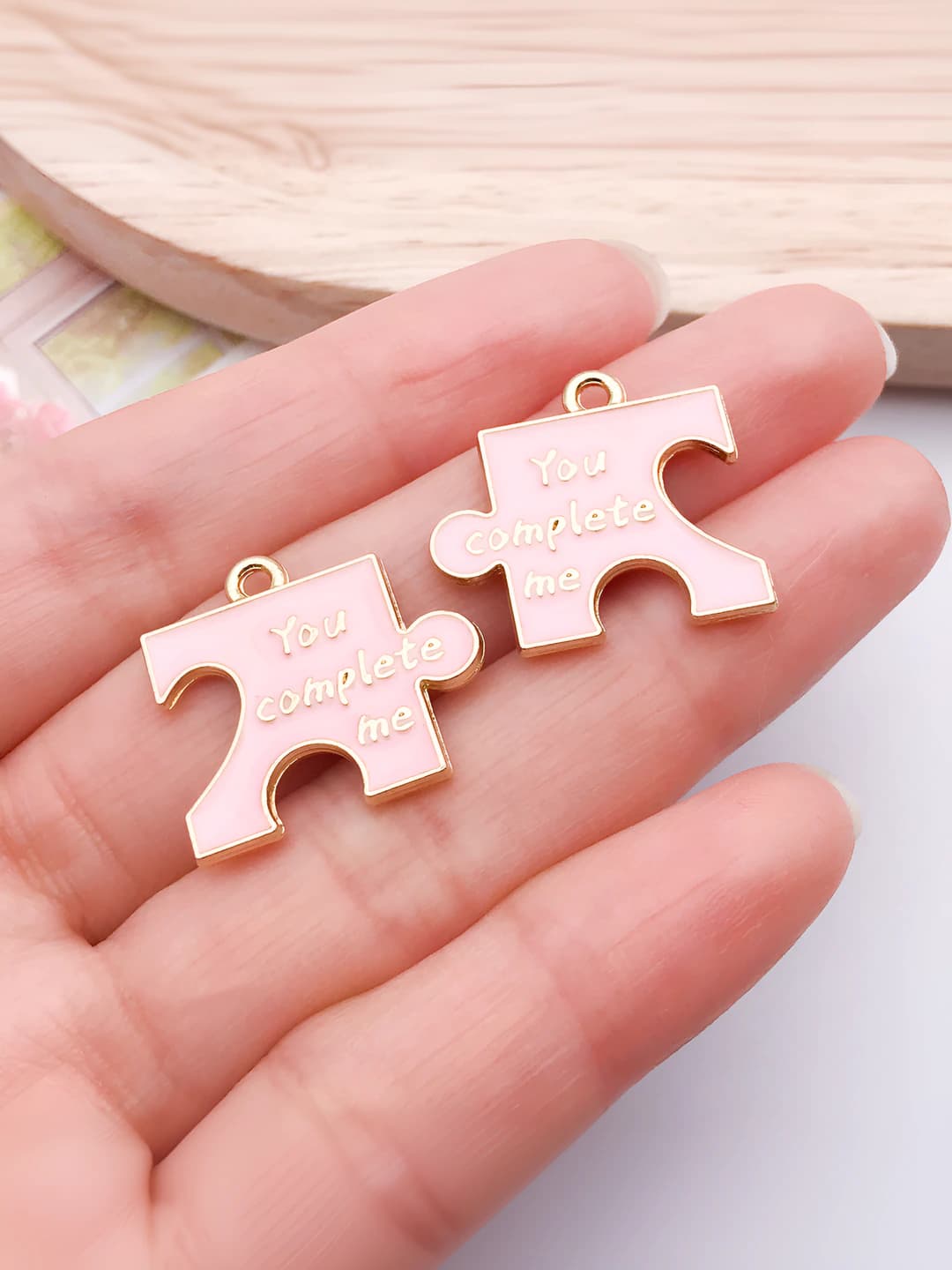 Pink puzzle heart - 20x21mm