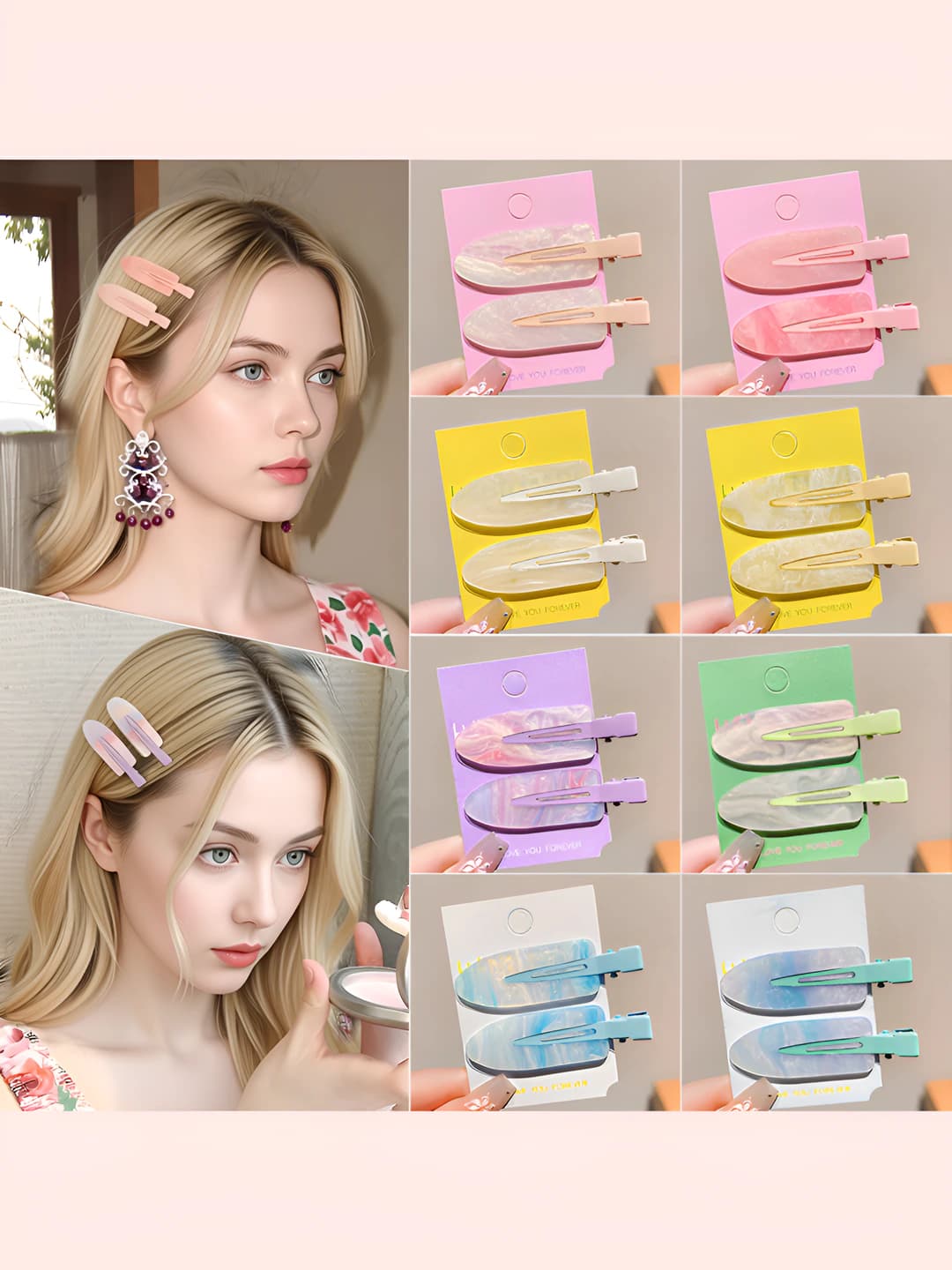 Women's seamless hair clips with fruit design element, side clips, 2026