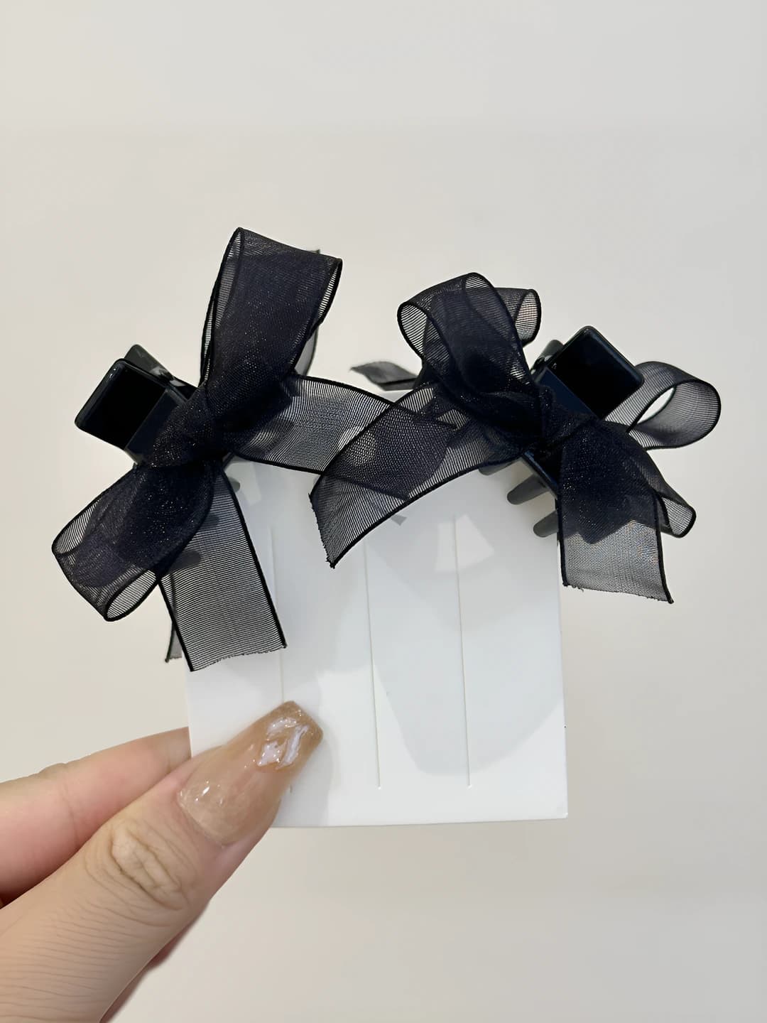 Tulle black bow clip 1 pair
