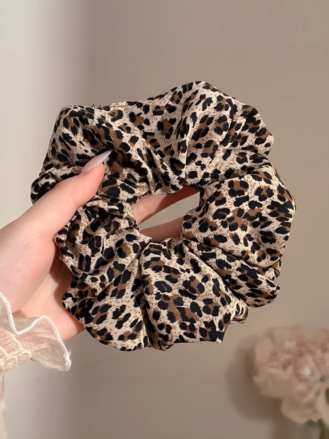Small leopard hair tie approx 16 cm