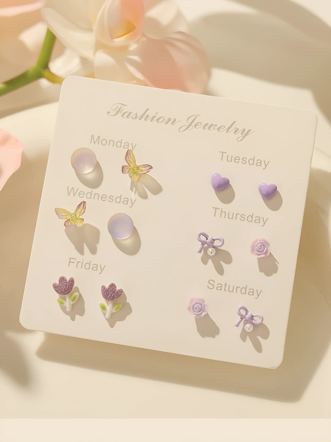 5# Purple stud earring set